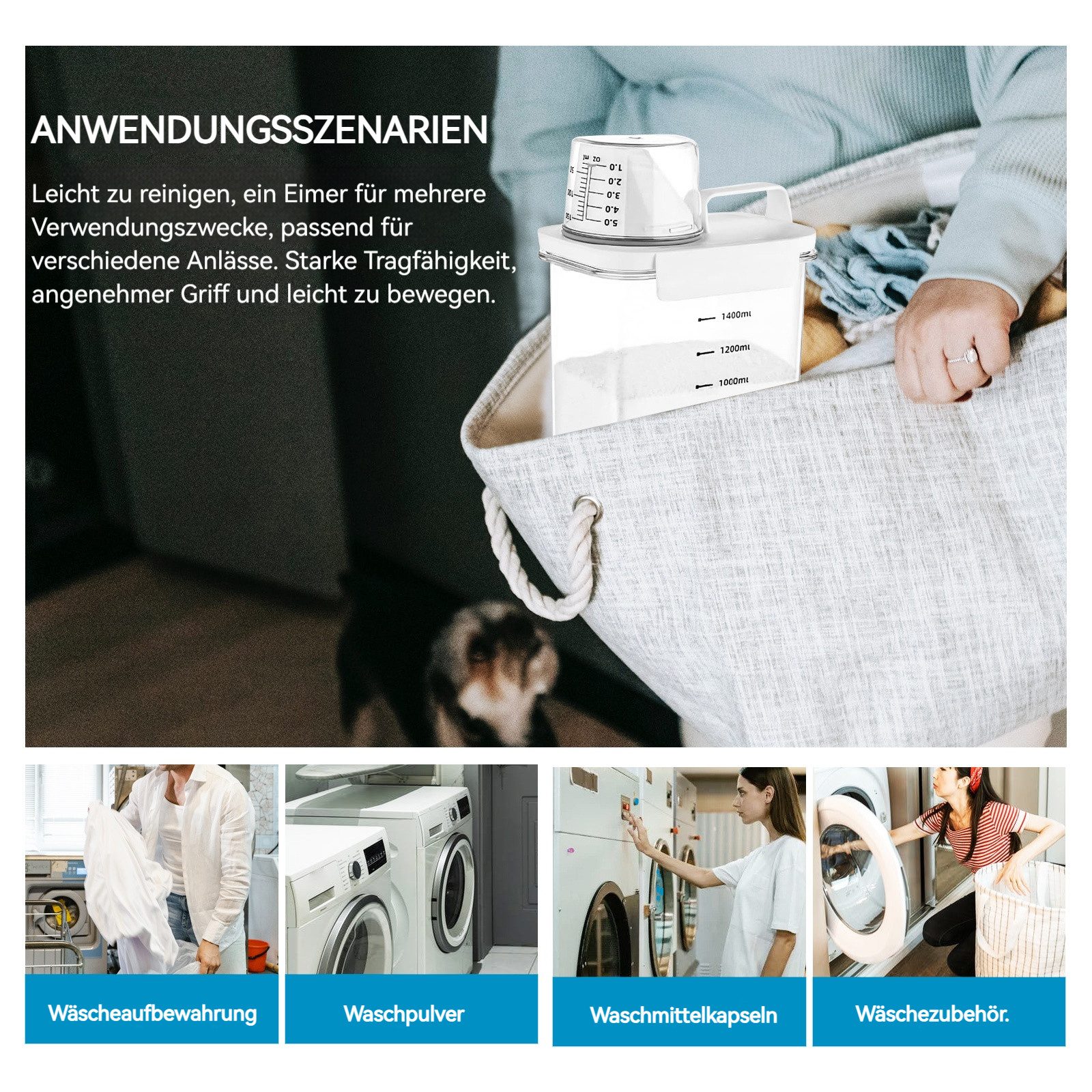 BlingBin Aufbewahrungsbox 1800ml Spülmittel-Aufbewahrungsbox mit Messbecher günstig online kaufen