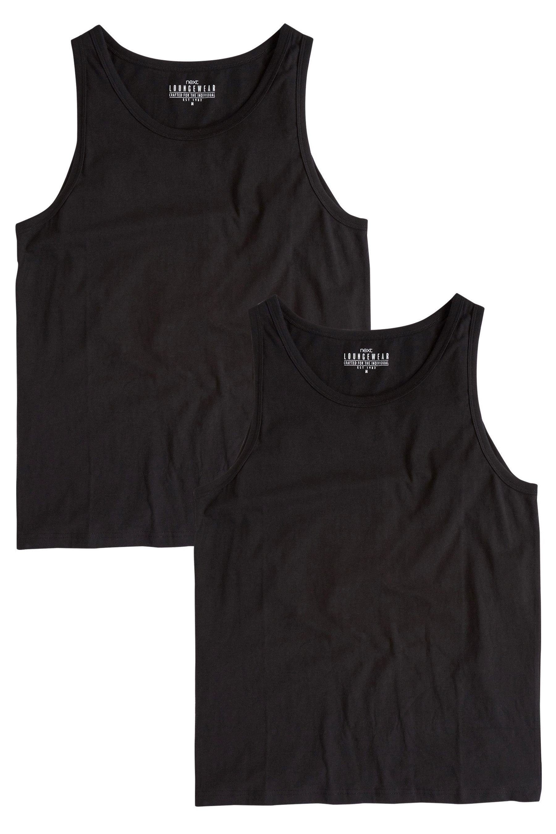 Next Unterhemd Trägerhemden aus reiner Baumwolle im 2er-Pack (2-St) Black