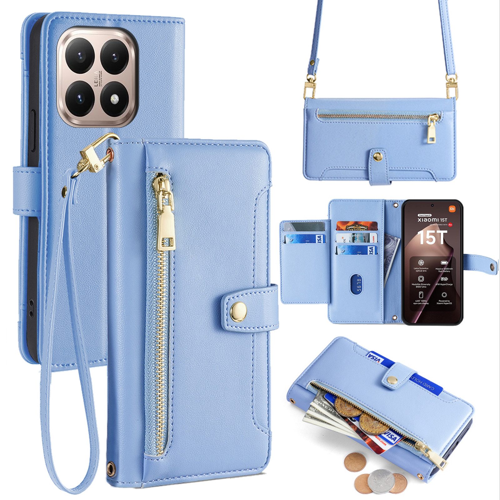 betterfon Handykette für Xiaomi Hülle mit Band PU Leder Umhängetasche, Hände frei - mit Silikonhülle & Schnur für flexiblen Alltag