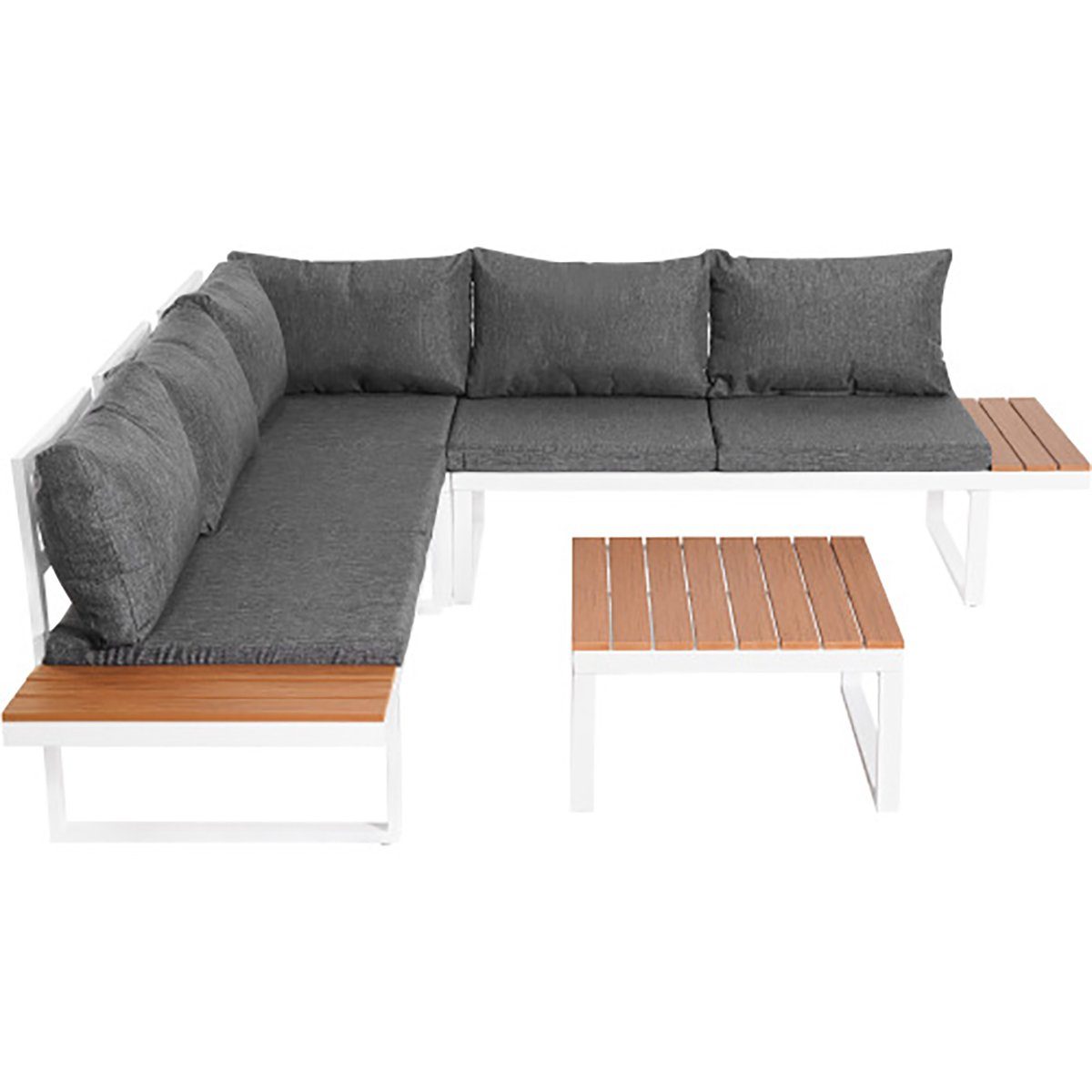 Big-Sofa L-Bank Weiße kleinem mit Tisch Kissen mit Garten-Lounge-Set DOTMALL