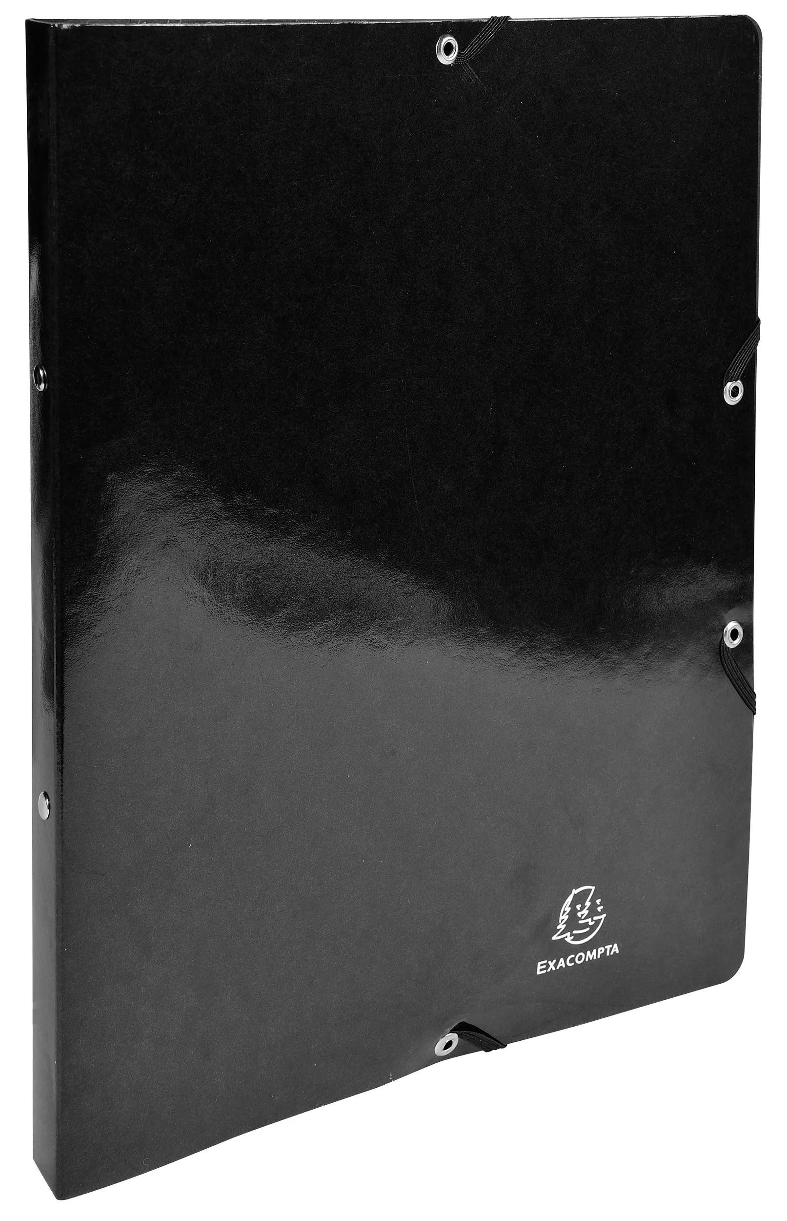 EXACOMPTA Ringbuchmappe 20x Ringhefter Gummizug Karton 2Ring Rücken 20mm A4 Schwarz 54891E, Karton Ringbücher