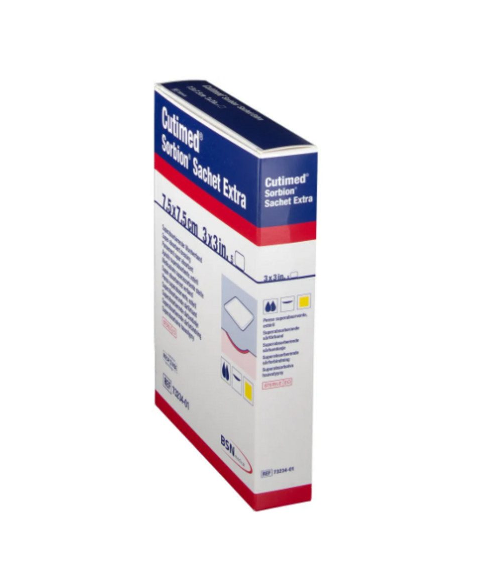 BSN medical GmbH Wundpflaster CUTIMED Sorbion Sachet Extra Wundaufl.7,5x7,5 cm (Spar Set, 5 St., Schutz vor Wundinfektionen, Schmerzarmer Verbandwechsel), Ideal für empfindliche Haut