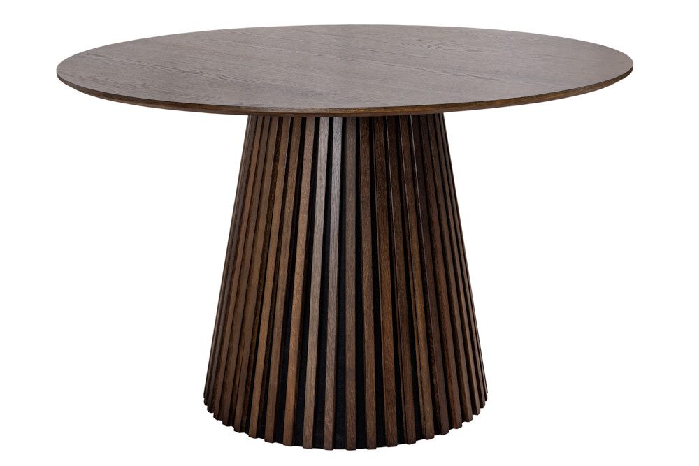 riess-ambiente Esstisch VALHALLA WOOD Ø140cm smoked braun (Einzelartikel, 1-St), Küche · Eiche · Design · lackiert · rund · Säulenfuß · Japandi Style