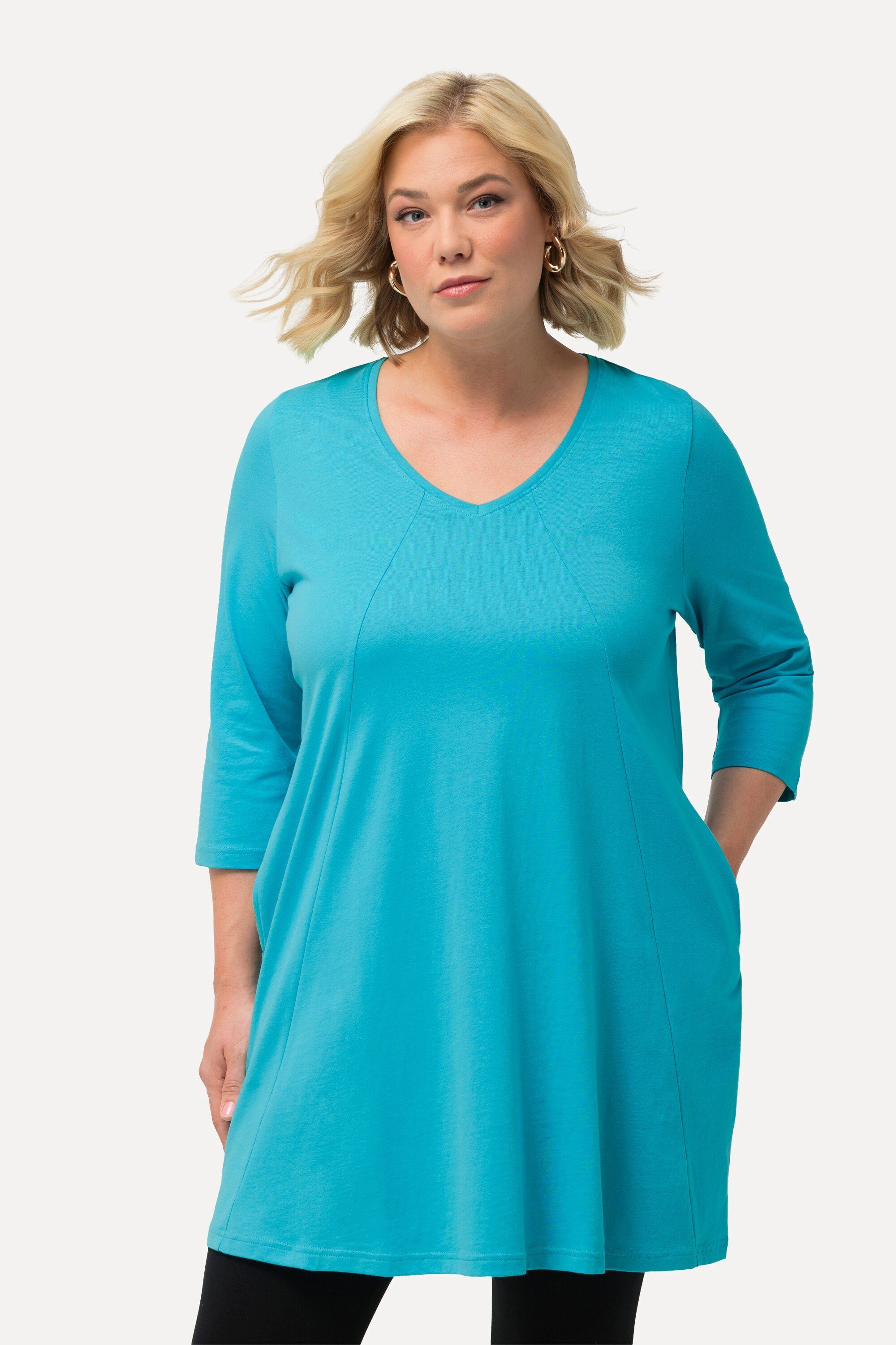 Ulla Popken Longshirt Longshirt Ziernähte A-Linie günstig online kaufen