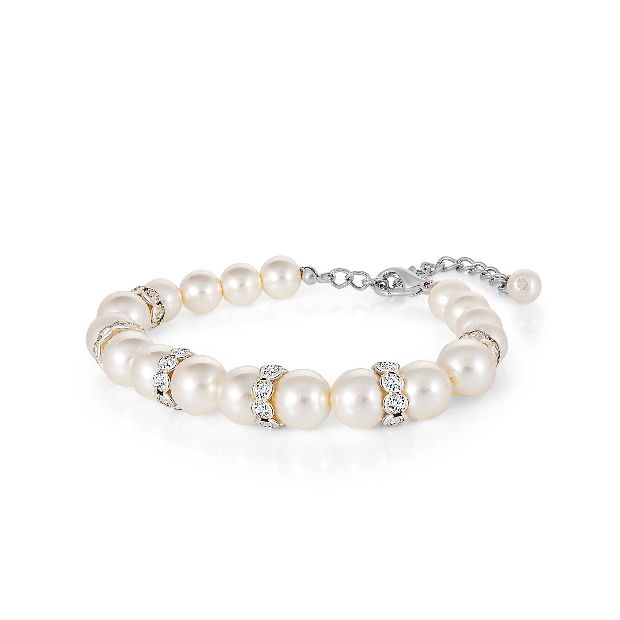 Steuer Armband Glasperlenarmband weiß mit Strasszierde