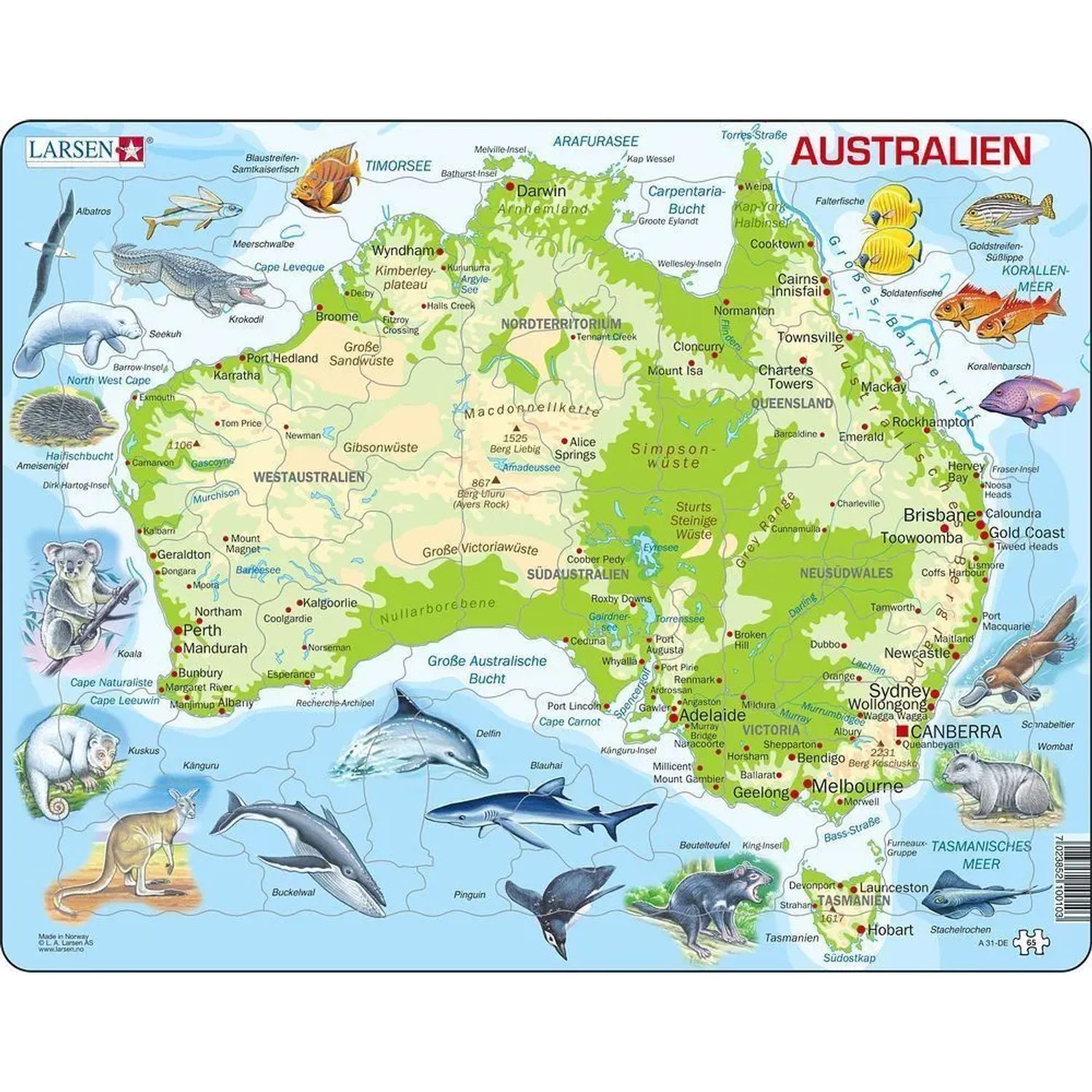 Media Verlag Puzzle Puzzle - Australien (physisch), 99 Puzzleteile