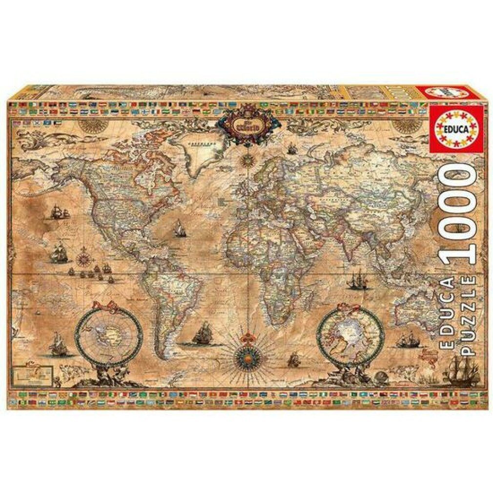 Educa Puzzle Puzzle 9215159 - Antique World Map - 1000 Teile Puzzle, Puzzleteile