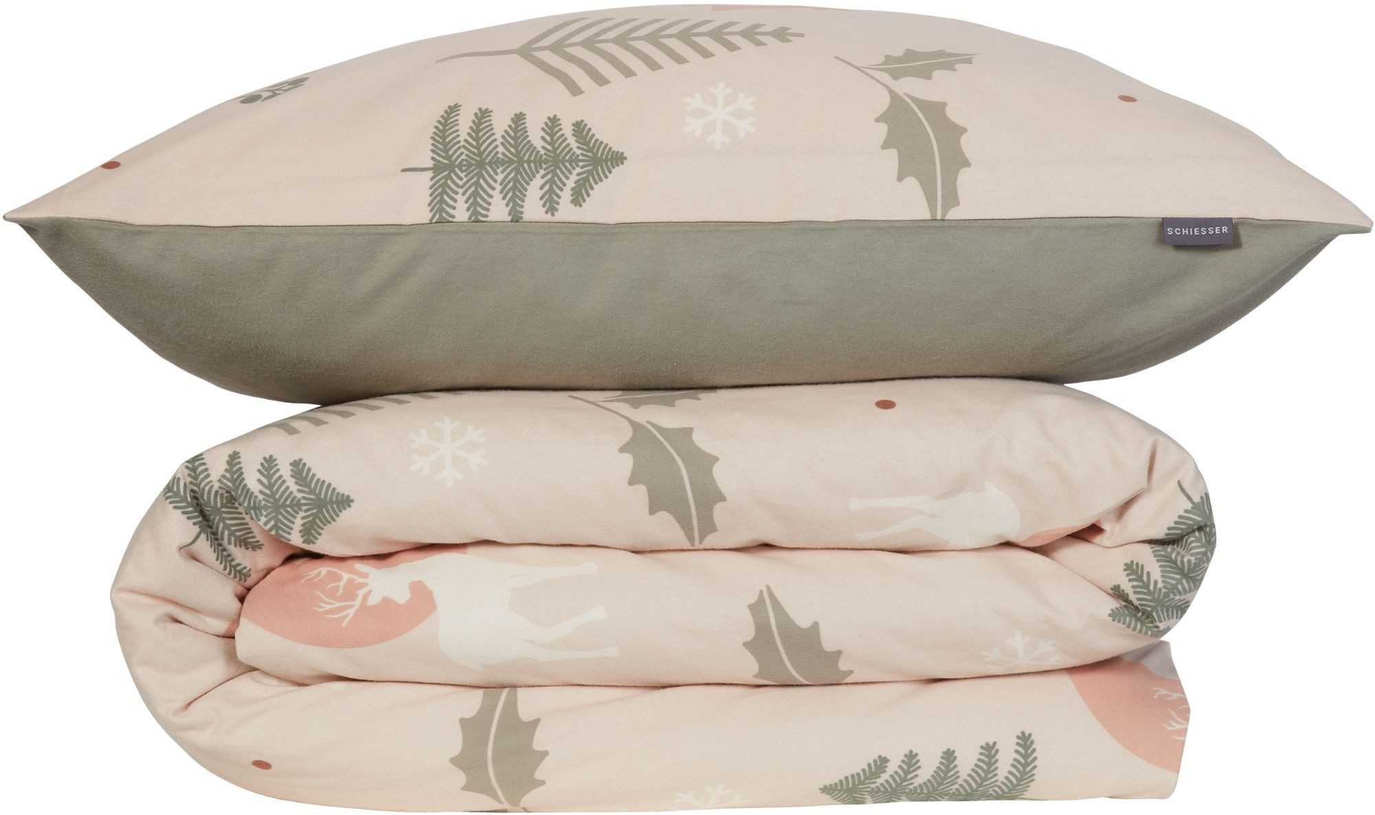 Schiesser Wendebettwäsche Uma aus weicher Baumwolle im Nordic-Look, Feinbiber, 2 teilig, OEKO-TEX® MADE IN GREEN