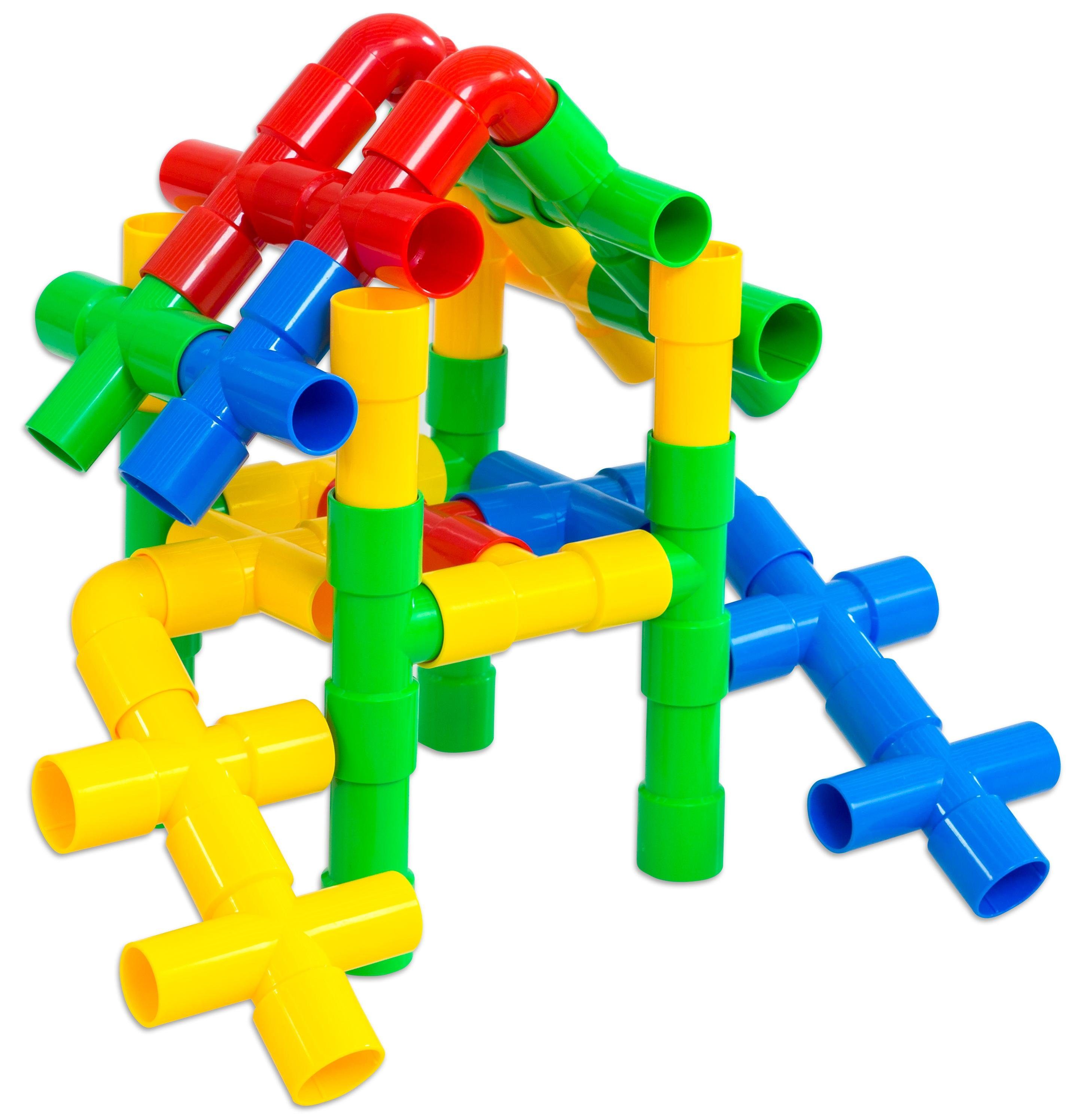 Betzold Steckspielzeug Steckrohre, 80-tlg. – Bau- und Spielset Kinder Motorik