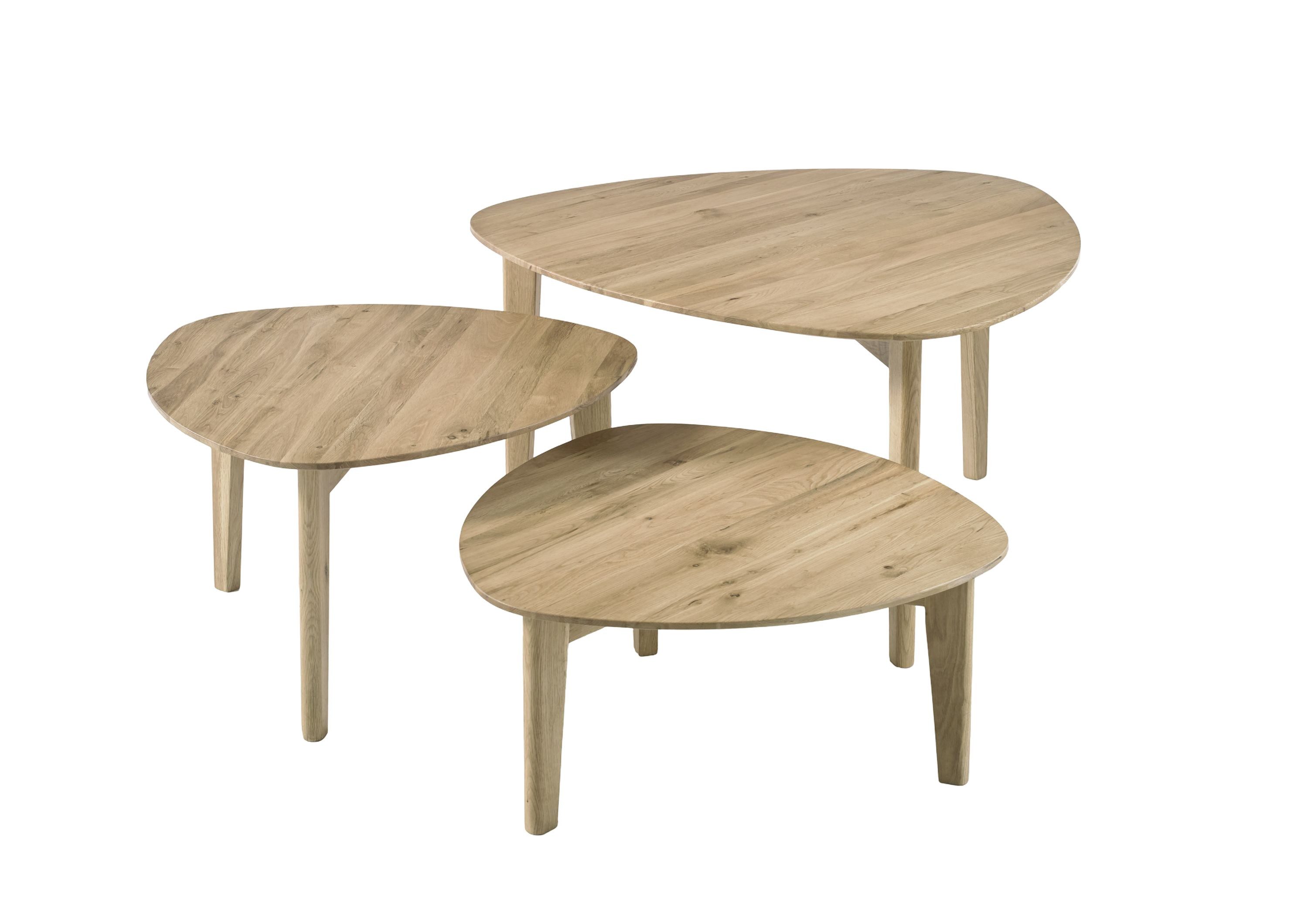Robas Lund Couchtisch CAMILLA, Couchtisch 3er?Set aus Asteiche massiv geölt