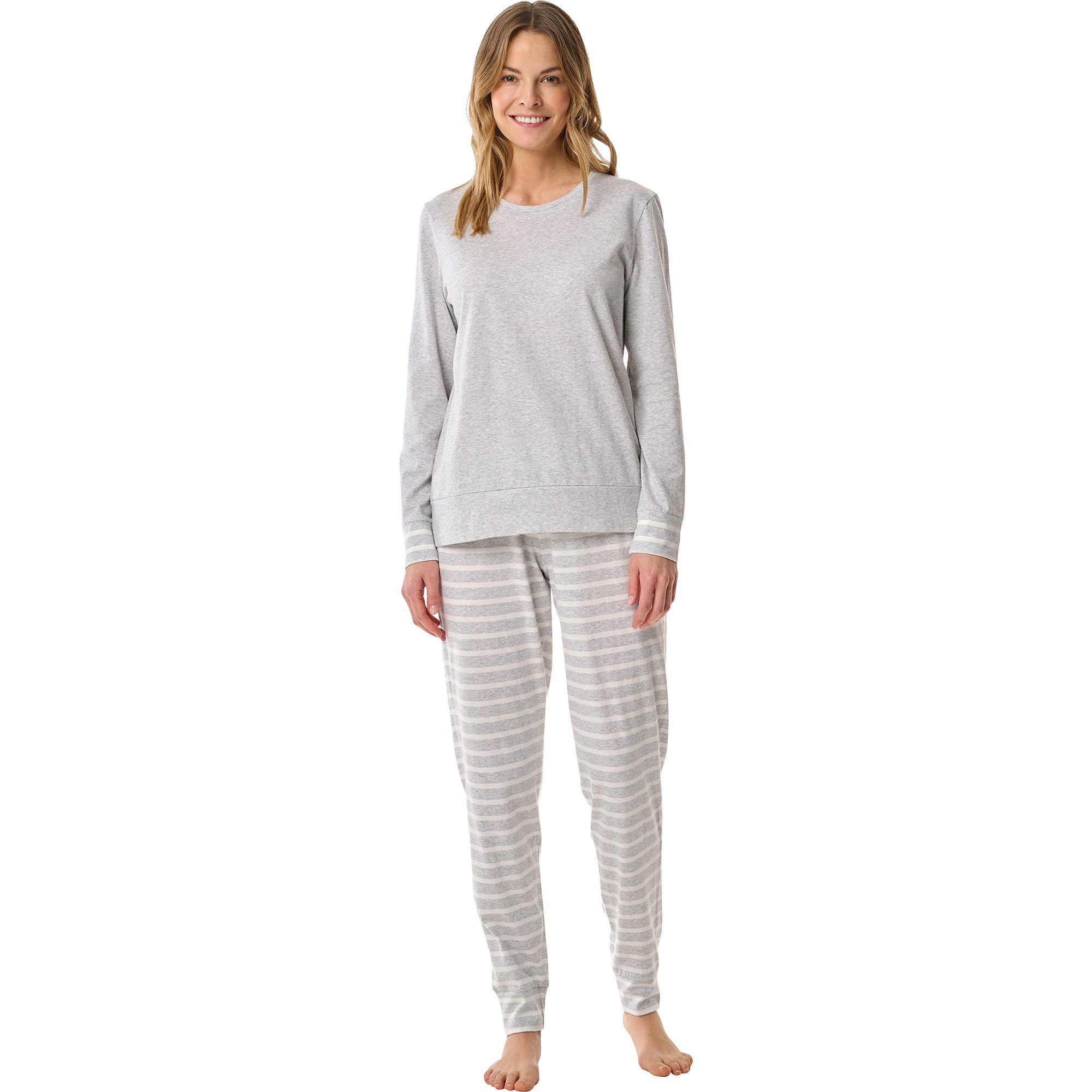 Schiesser Pyjama Damen-Schlafanzug Single-Jersey Streifen: gestrickter Ring günstig online kaufen