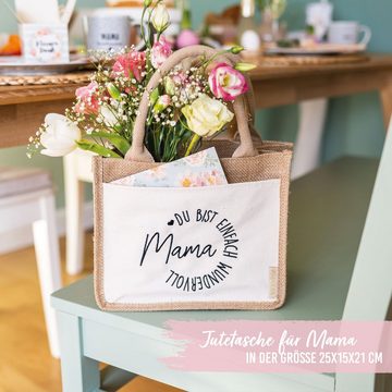 PAPIERDRACHEN Aufbewahrungstasche Jutetasche "Mama" - Muttertagsgeschenk