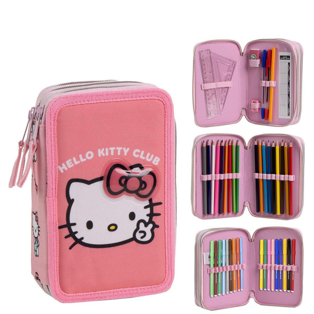 Hello Kitty Federmäppchen gefüllt – Schuletui & Stiftebox mit Zubehör für Kinder, (24-tlg)