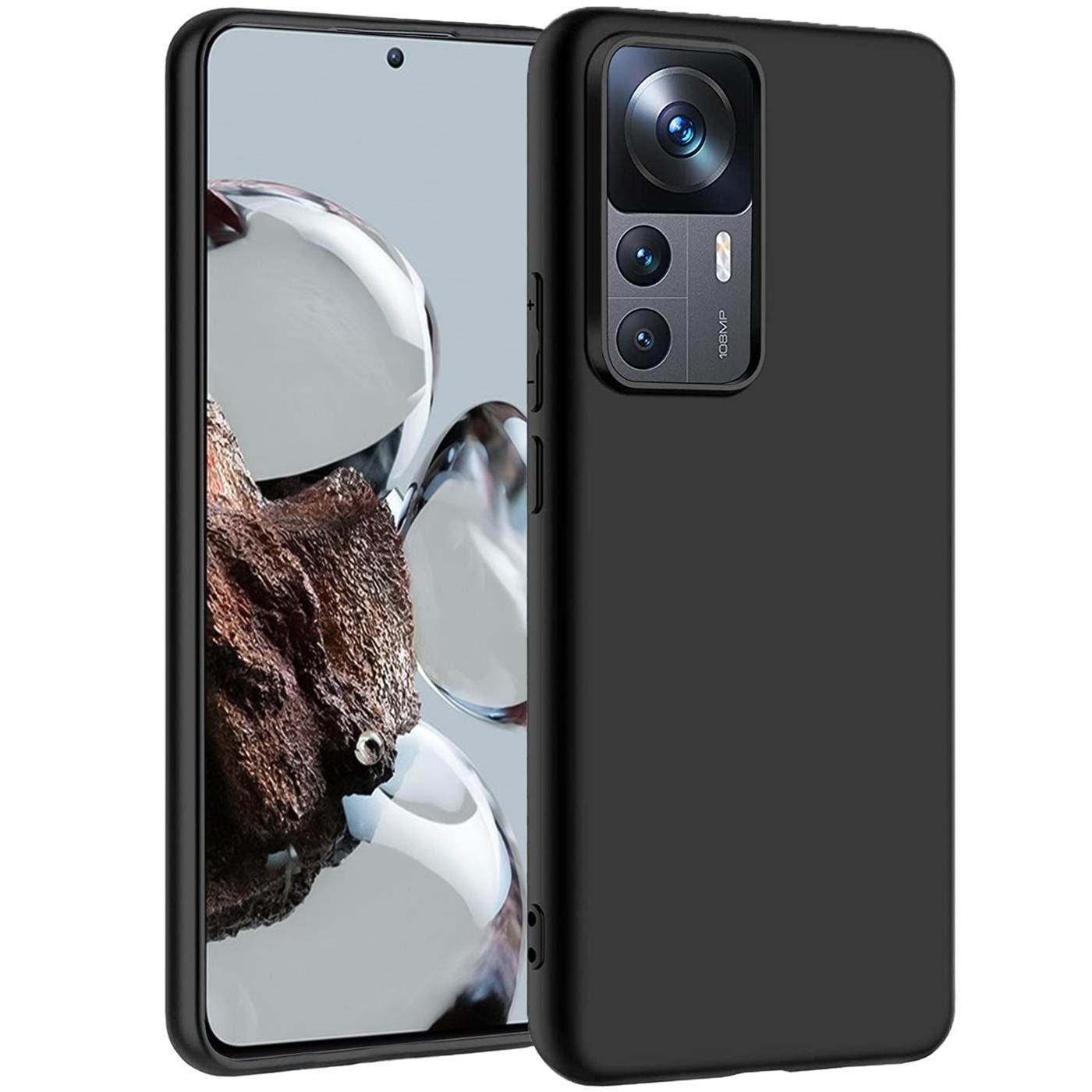CoolGadget Handyhülle Handy Schutzhülle für Xiaomi 12T / 12T Pro matt schwarz 6,67 Zoll, Silikon TPU Hülle Schutz Tasche Cover schlicht Slim Case