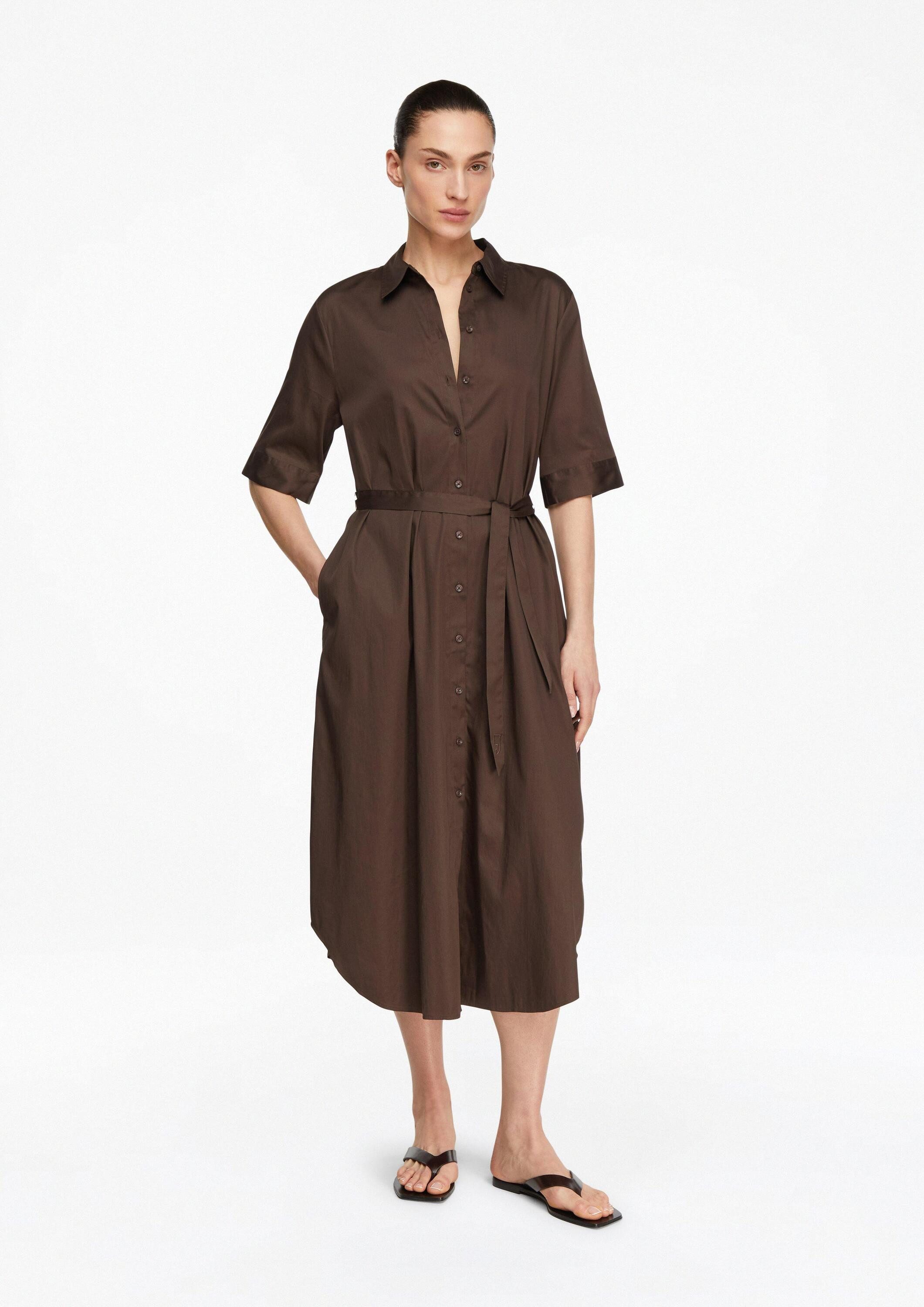 comma Midikleid Kleid Hemdkleid aus Baumwoll-Satin in Midilänge günstig online kaufen