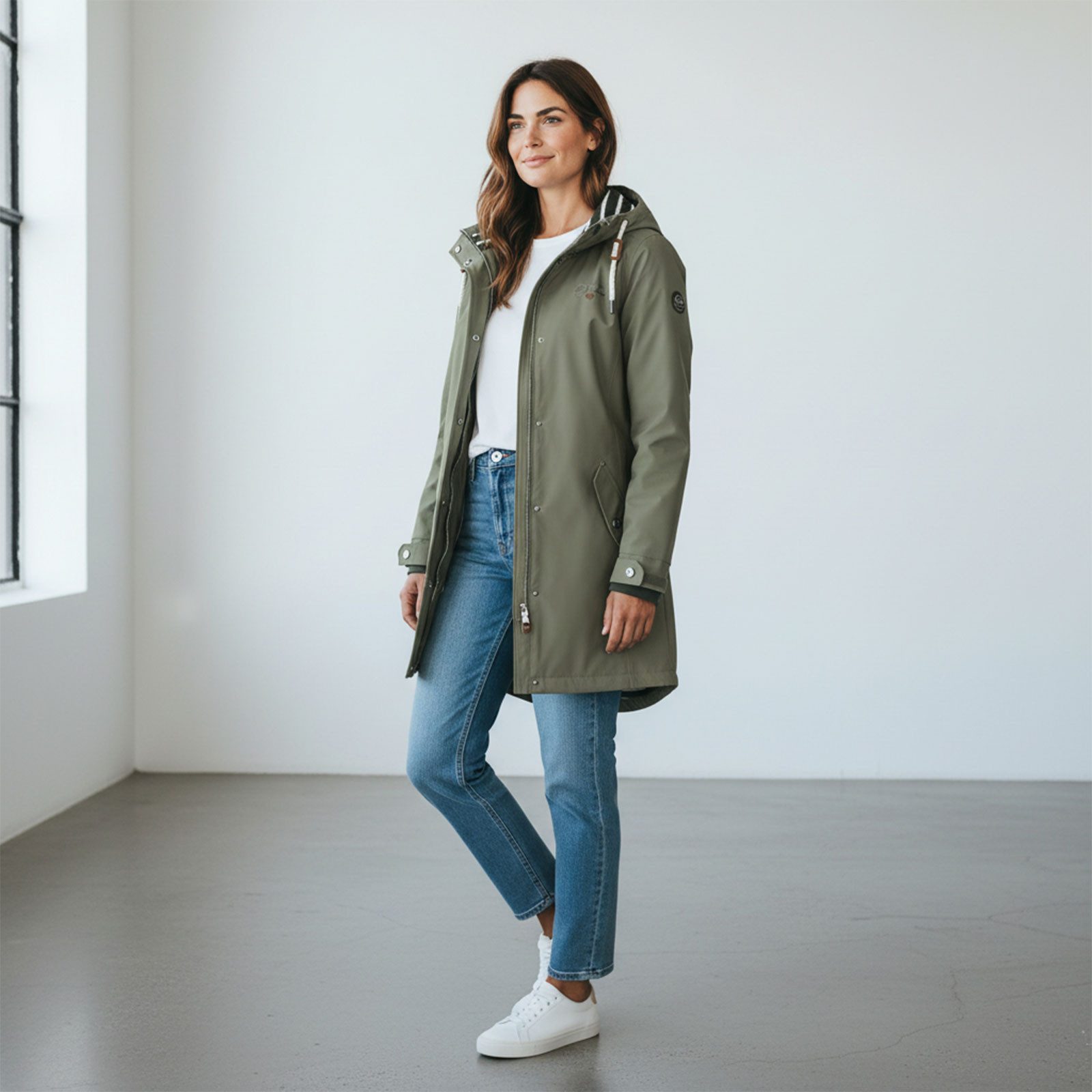 Dry Fashion Regenjacke Kiel Damen Regenmantel - Outdoor-Jacke Parka Wasserdicht & Winddicht Verschweißte Nähte, Kapuze verstellbar, abgedeckter Reißverschluss