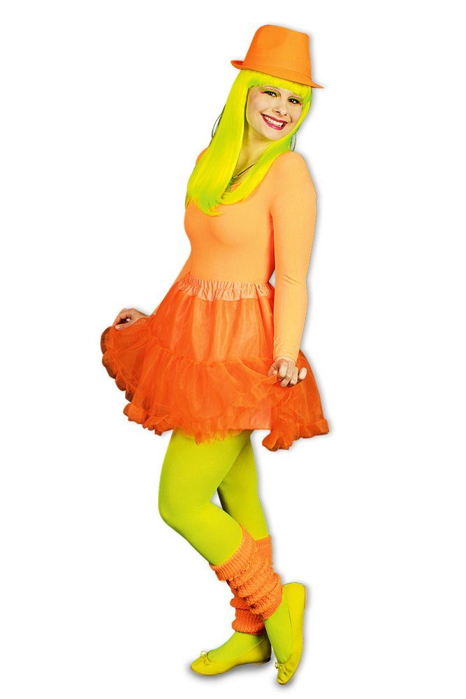 Das Kostümland Kostüm Neon Petticoat - UV leuchtend für Damen - Orange