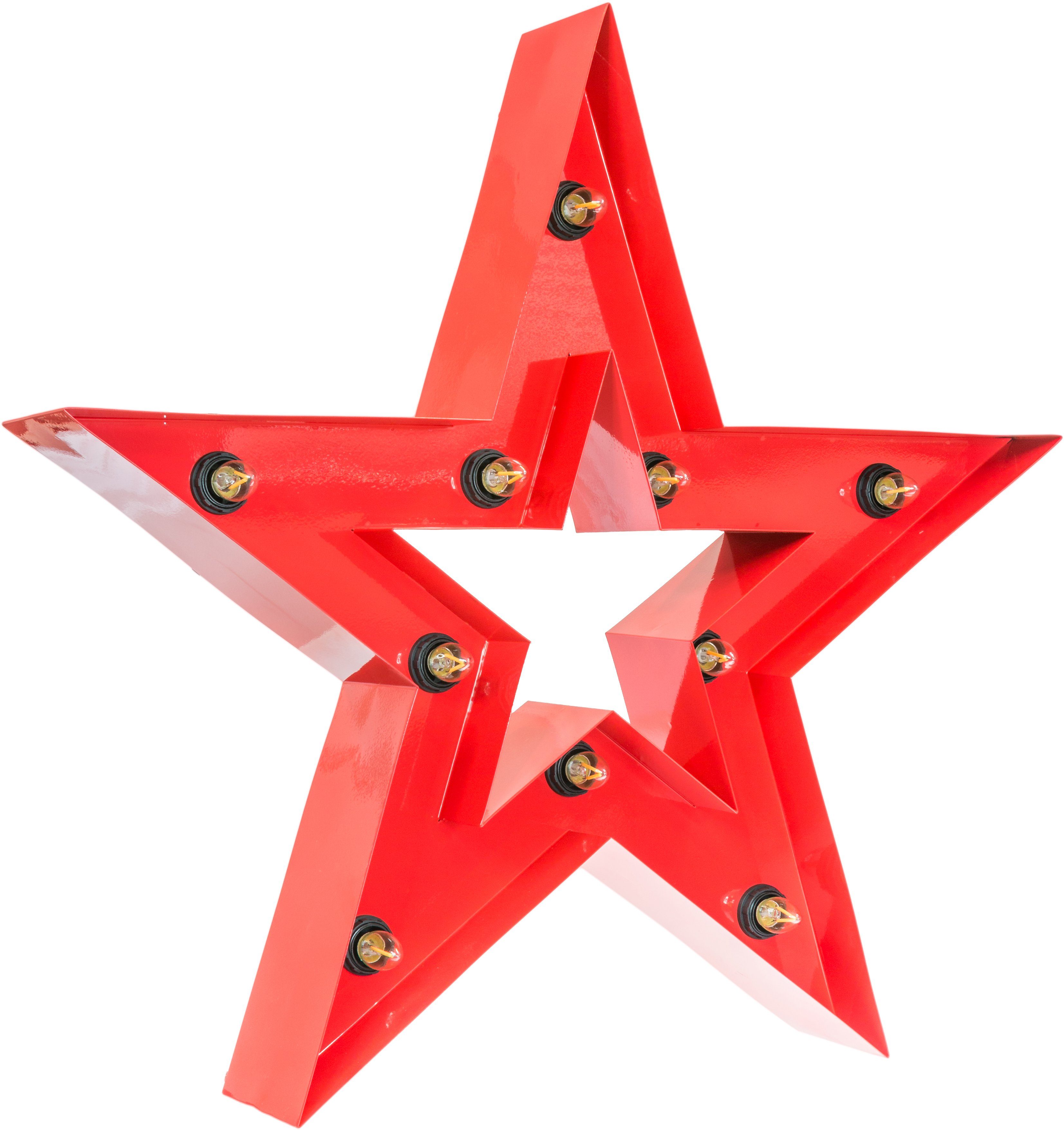 Tischlampe Wandlampe, cm Lichtquellen E14 LIGHTS - Star Warmweiß, rot 10 ohne (exkl) Dekolicht Leuchtmittel, MARQUEE Star, 61x61