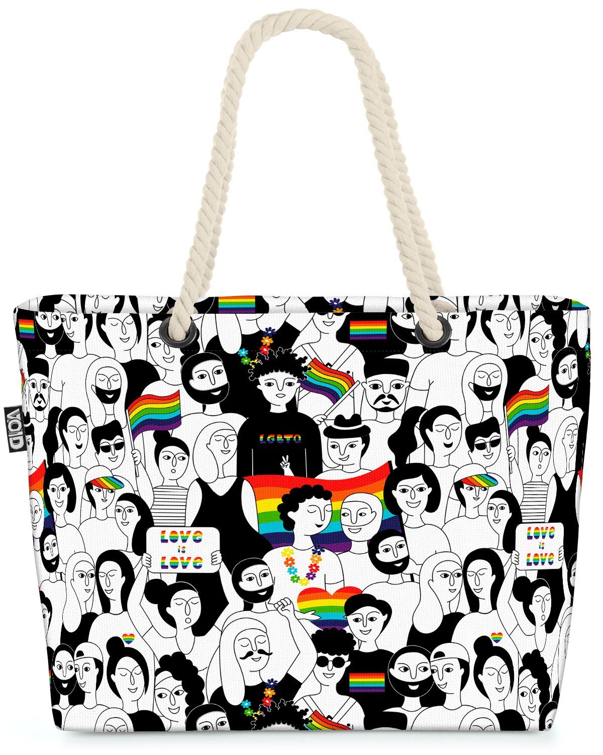 club parade Zeichnung pride Menschen Strandtasche Cartoon Love VOID Pride flag (1-tlg), Gay Love