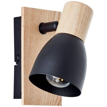 Lightbox Wandstrahler, ohne Leuchtmittel, Wandspot, 14 x 7 x 16 cm, E14, max. 28 W, Kopf schwenkbar, Metall/Holz