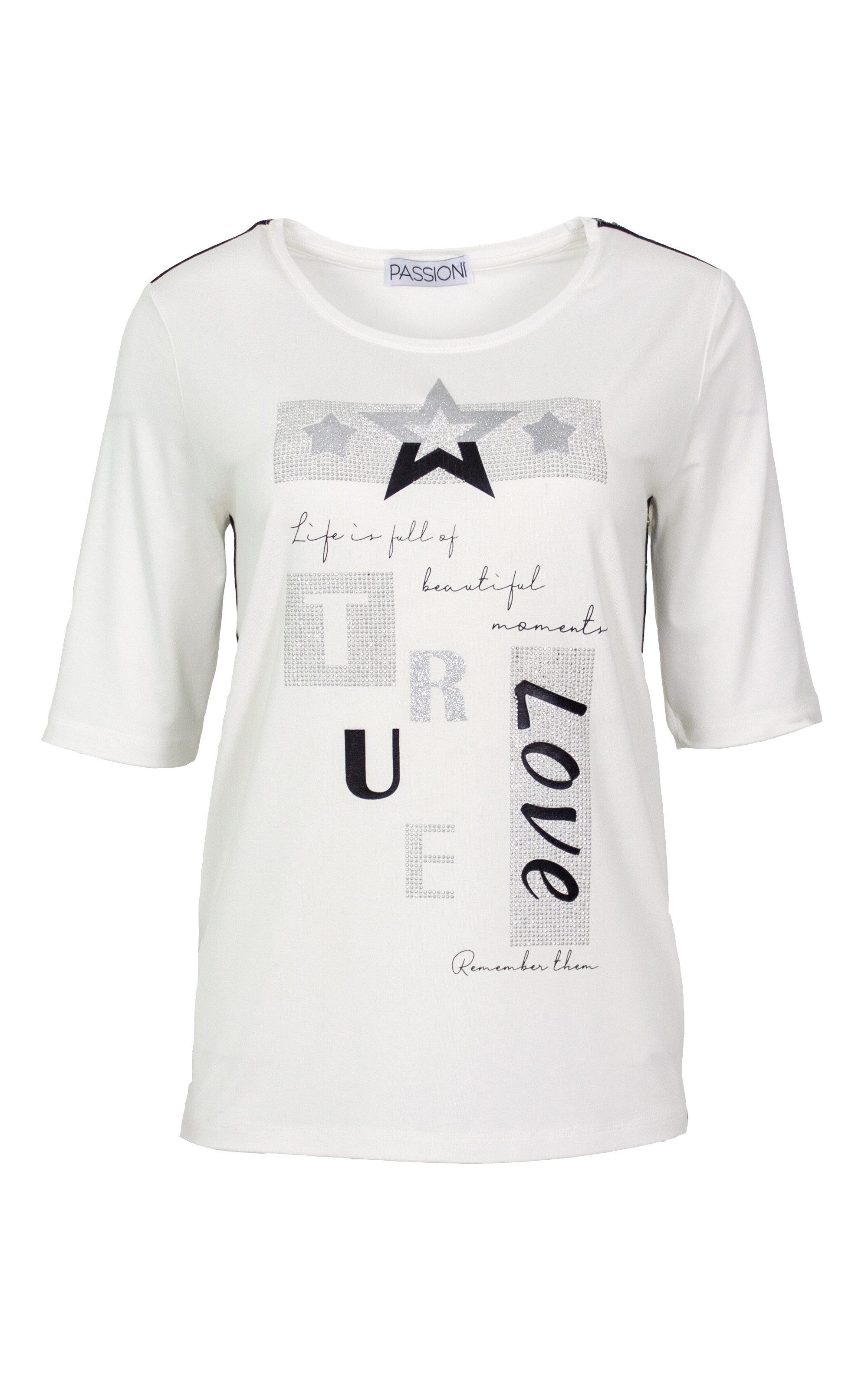 Passioni Print-Shirt in Weiß mit Sternen günstig online kaufen