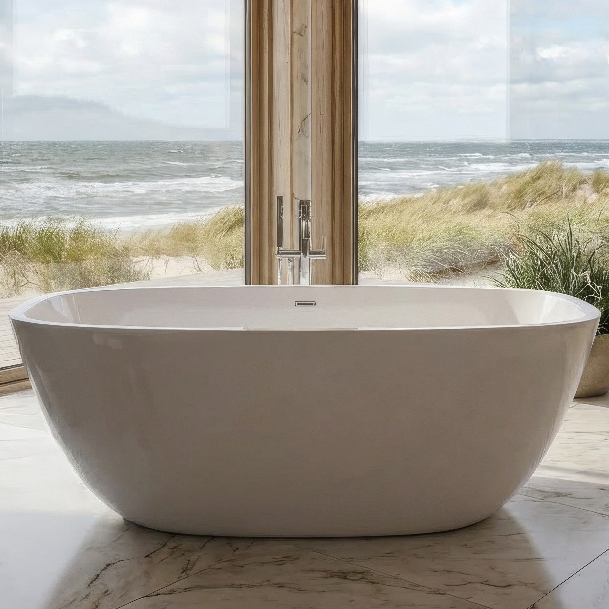 KOLMAN Rundwanne Freistehende Badewanne TOVE 170x80, Ablauf Klick-Klack im SET!, Ablaufgarnitur & Füße GRATIS