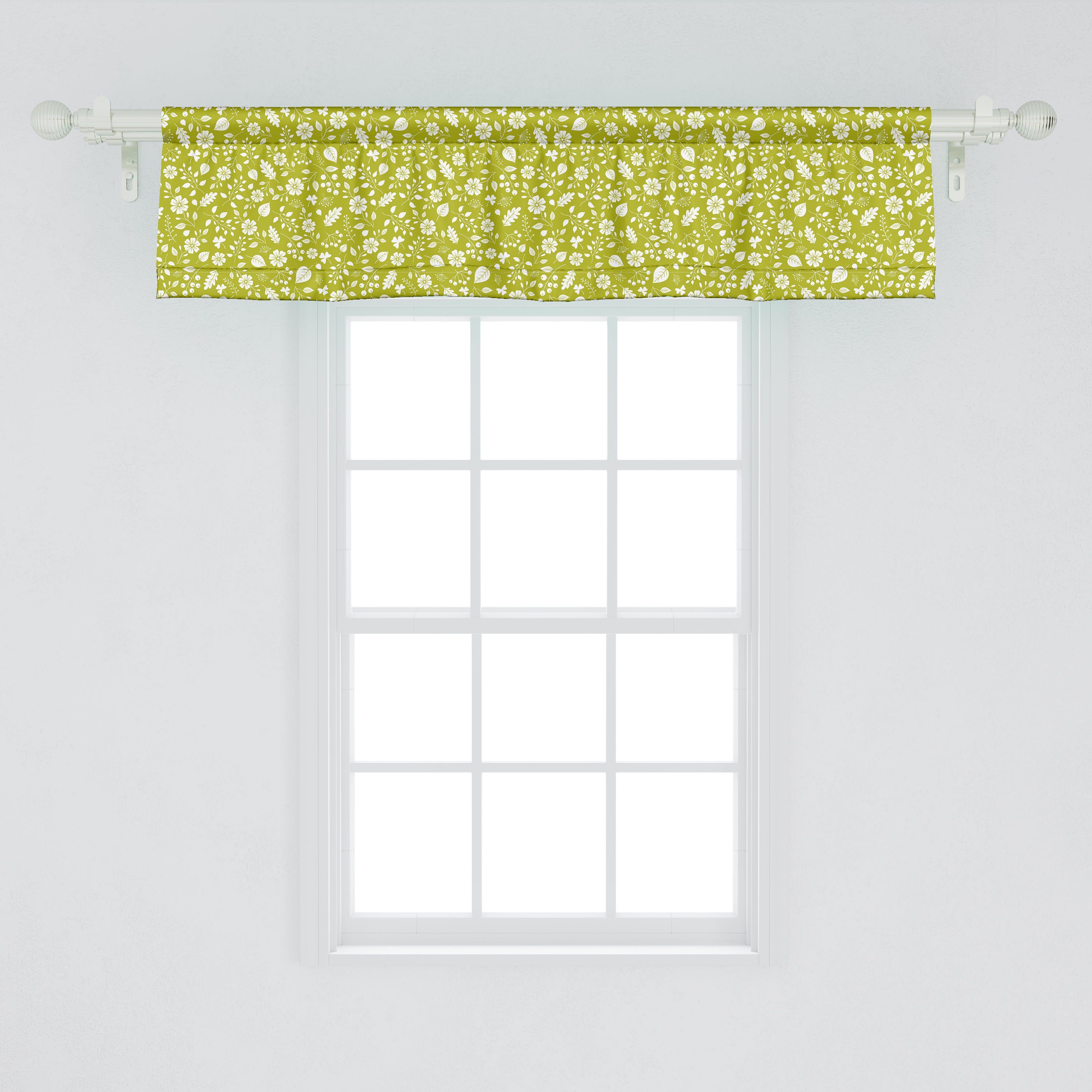 Scheibengardine Vorhang Volant Botanisch Blumen Abakuhaus, Küche Beeren Dekor für Microfaser, Stangentasche, mit Schlafzimmer Blätter