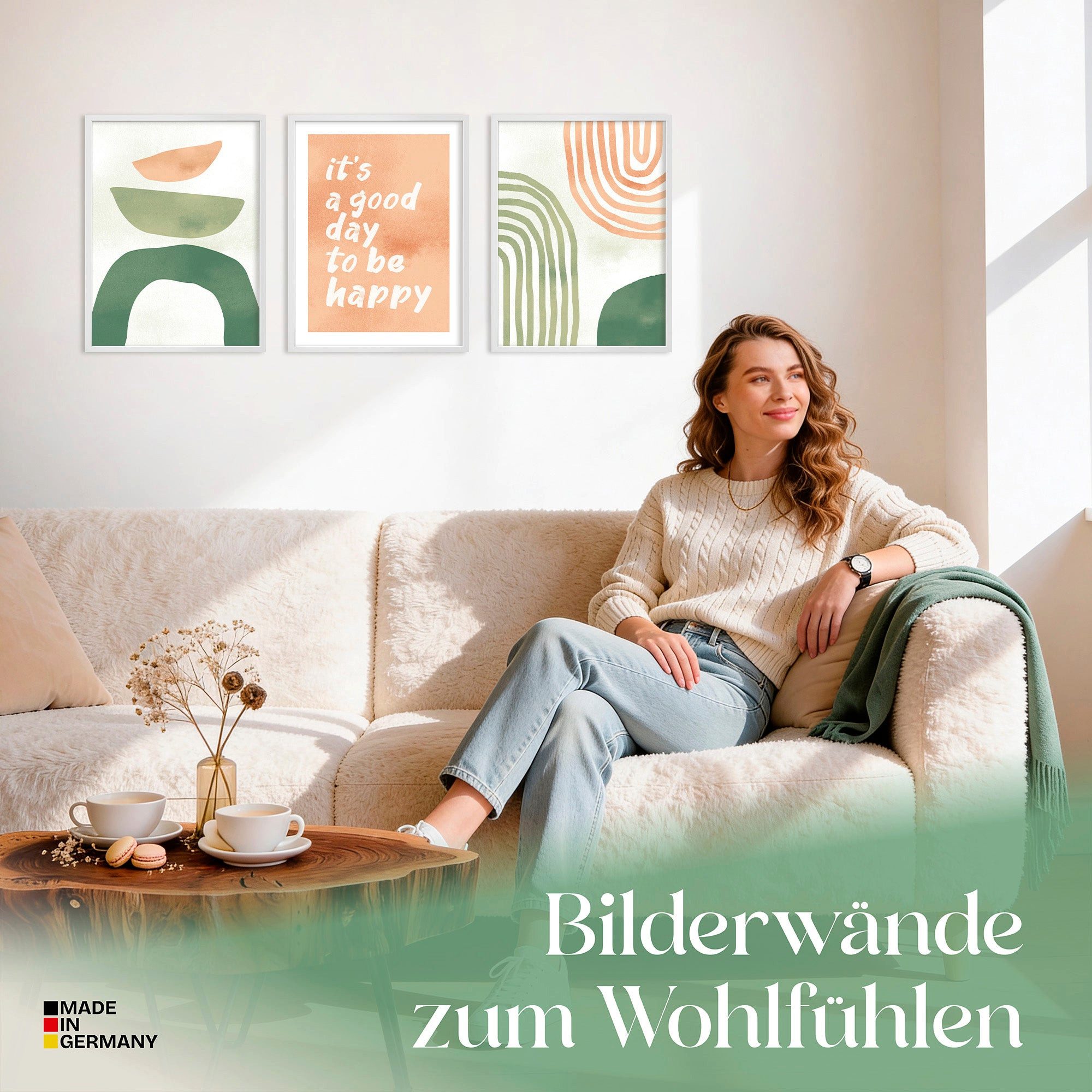 ARTFAVES Bilder-Collage Poster Set Abstract Spring Trio I mehrteilige Bilderwand I Wandbilder, (Wandbilder modern, 3 St)