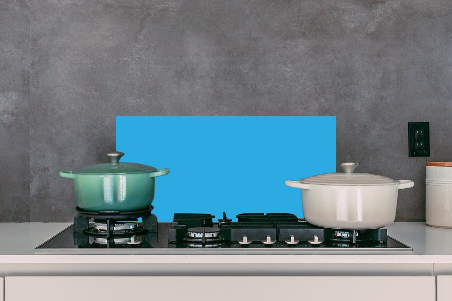 und (1-tlg), Licht Farben, Wandschutz, Fett - Küchen cm, Blau 60x30 Küchenrückwand gegen Schmutzflecken für - MuchoWow