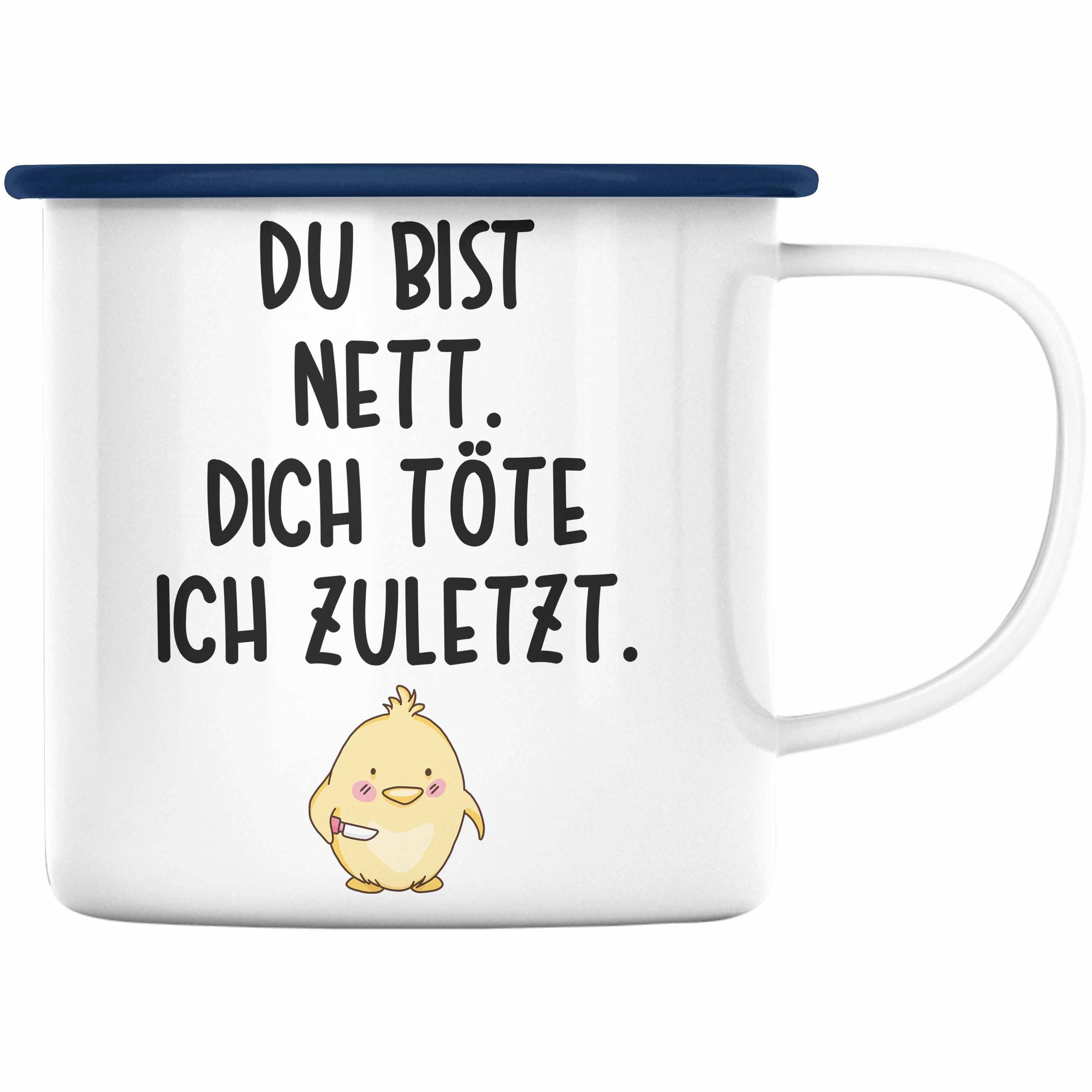 Geschenk Thermotasse - KaffeeEmaille Lustige Lustiger Sarkasmus Emaille Tassen Tasse Tasse Kollege Trendation Sprüchen Spruch Emaille Blau Trendation Sprüche mit Kollegin