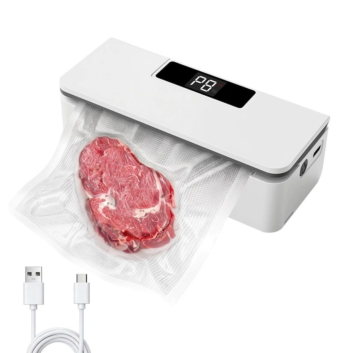 FELIXLEO Vakuumierer Mini Folienschweißgerät 8 Stufen LED USB Magnet und versteckter Cutter