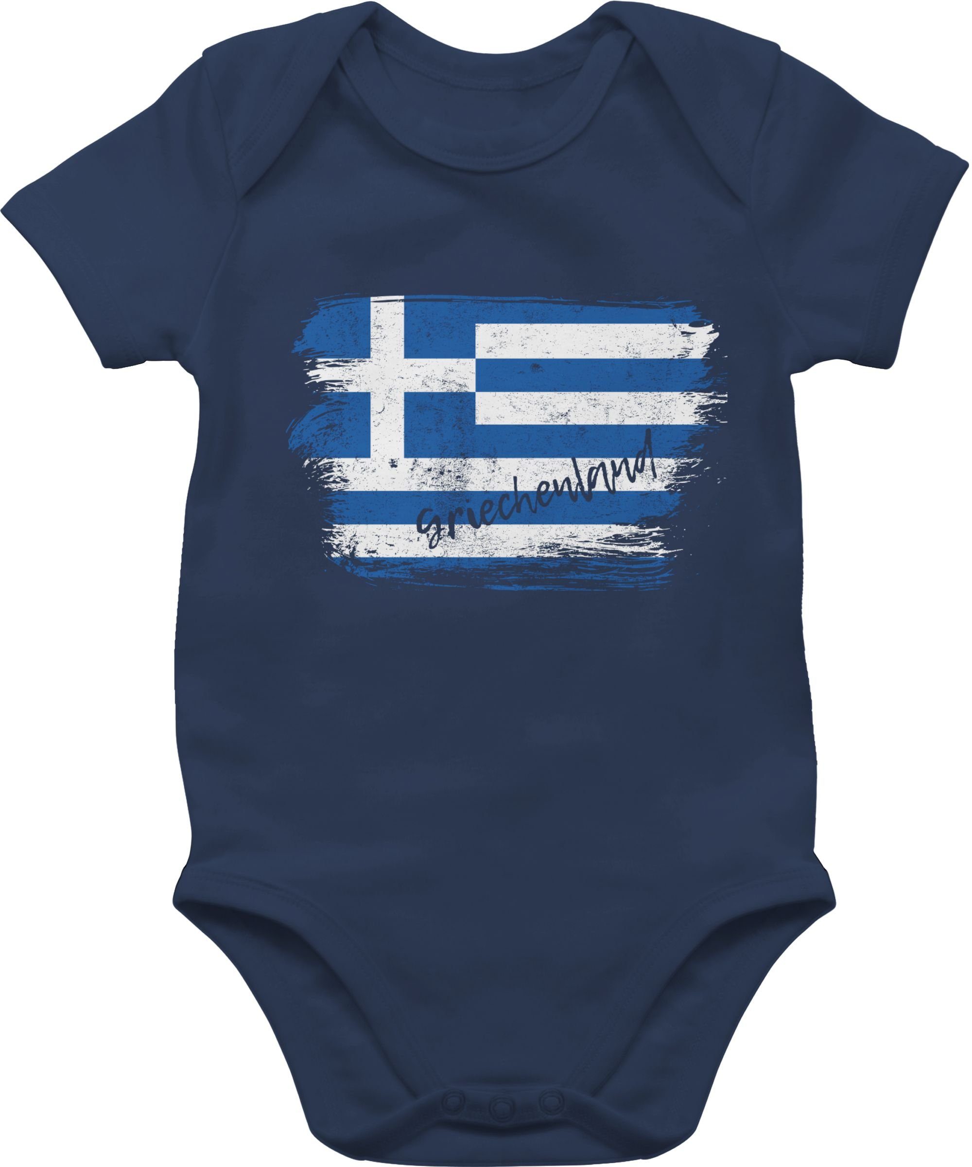 Shirtracer Shirtbody Griechenland Vintage Baby Länder Wappen 2 Navy Blau