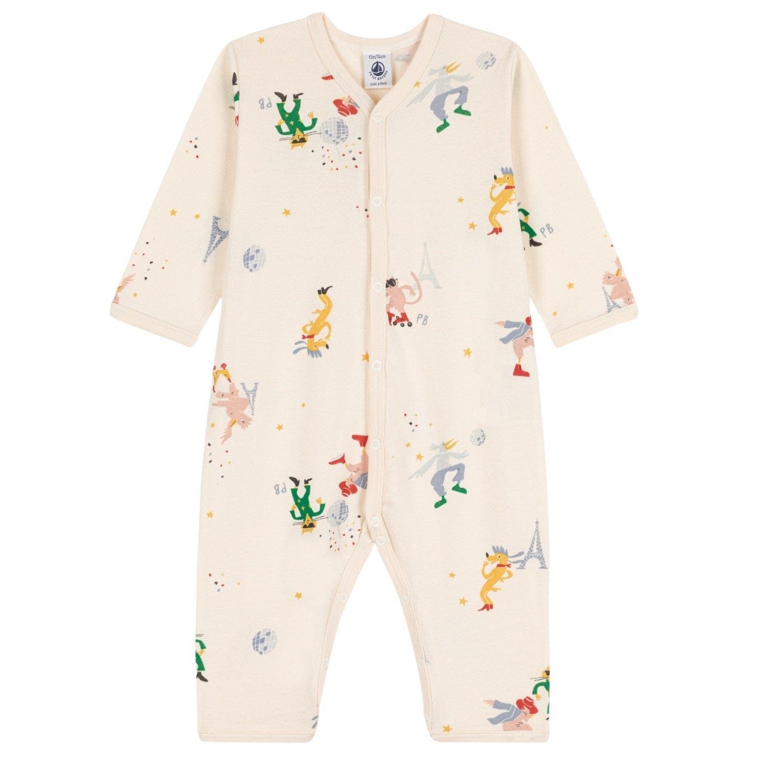 Petit Bateau Strampler Petit Bateau Langarm Overall Allover Fantasy Print
