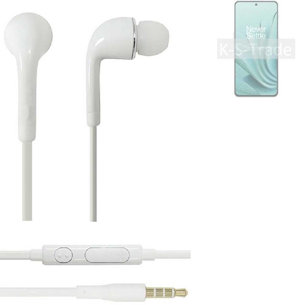 K-S-Trade für OnePlus Ace 2V In-Ear-Kopfhörer (Kopfhörer Headset mit Mikrofon u Lautstärkeregler weiß 3,5mm)