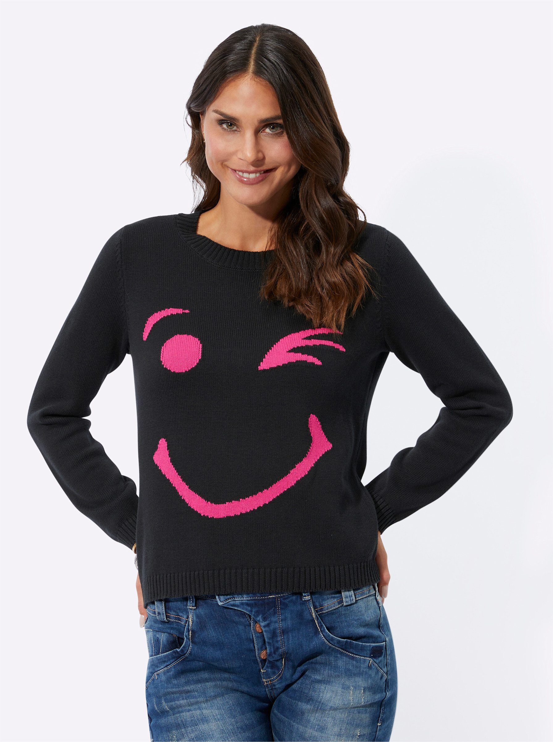 Strickpullover Pullover Langarm Intarsien, Jersey