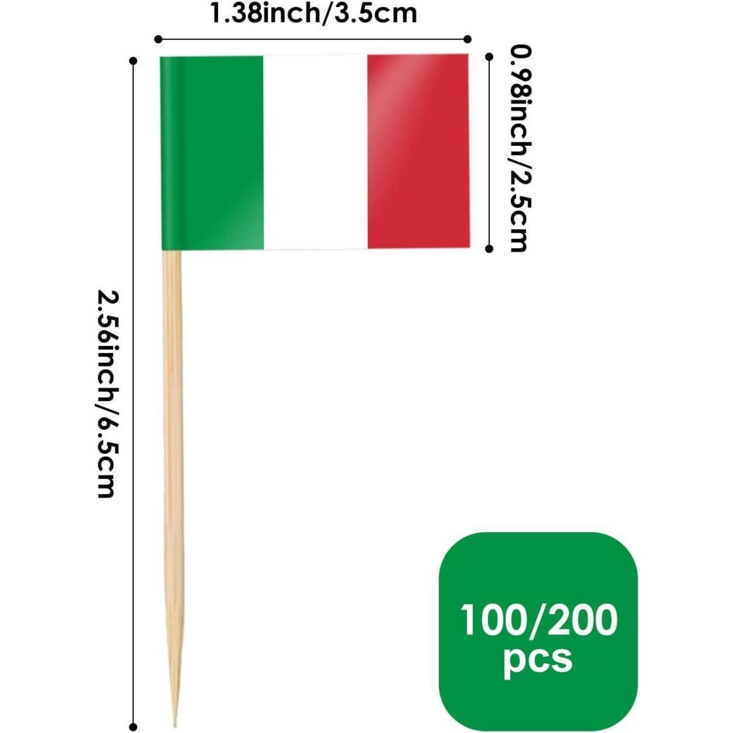 LuxusKollektion Zahnstocherspender Zahnstocher Italien Flaggen Italien Zahnstocher Flagge 200 Stück