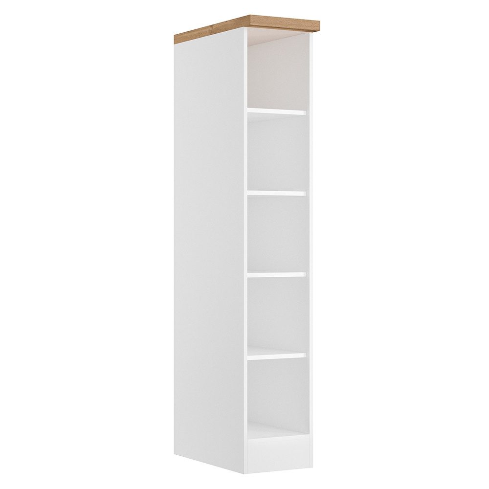Lomadox Küchenzeile MARSEILLE-03, Küchenregal, 30cm breit, 166cm hoch, weiß & Eiche