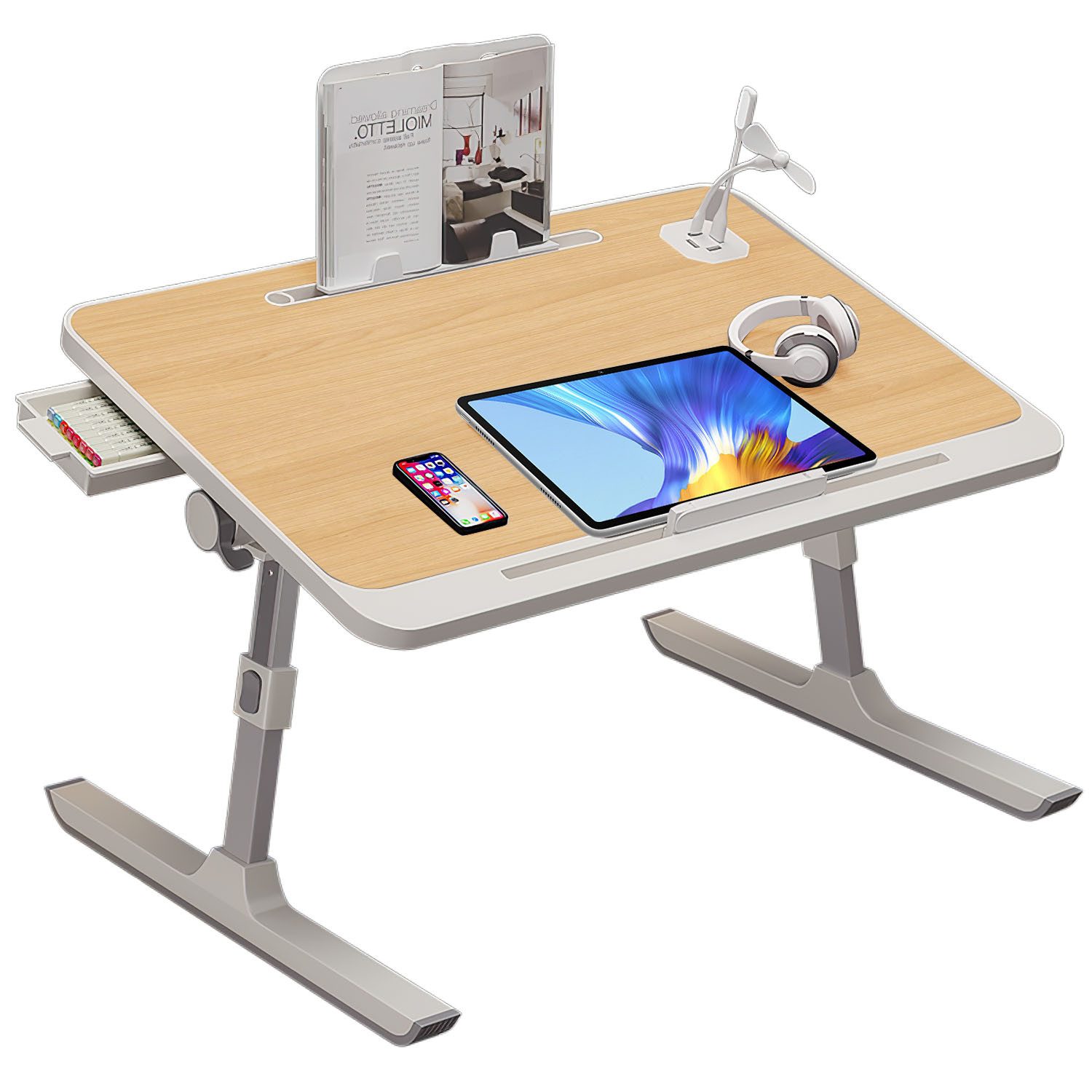 Refined Living Laptoptisch Betttisch Klappbar mit Schublade Buchständer Lap günstig online kaufen