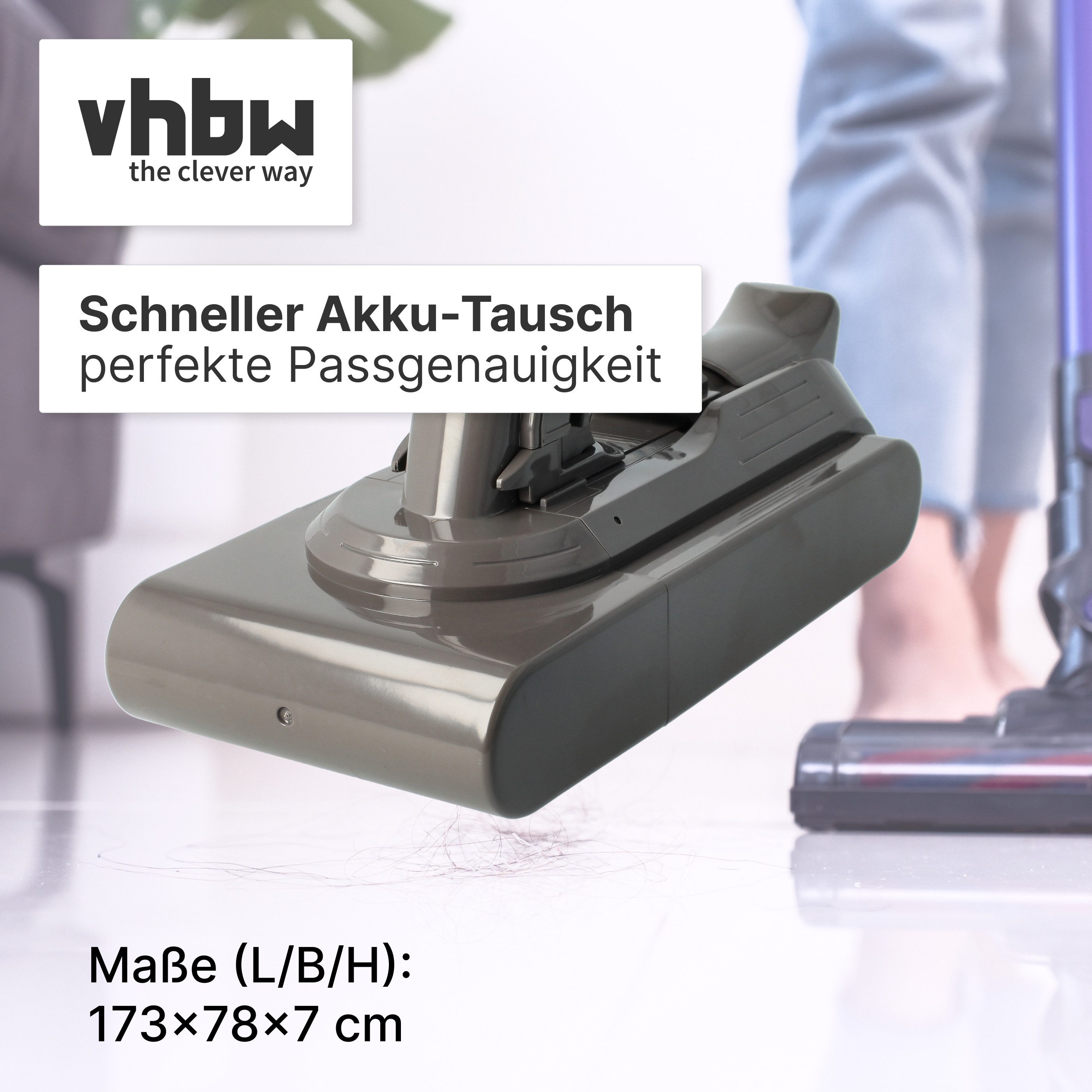 vhbw passend für Dyson V12 Detect Slim, Detect Slim Extra, Detect Slim Abso Staubsauger-Akku Akku Li-Ion 2500 mAh (25,2 V, 1 St), Leistungsfähiger Austausch-Akk – Bild 4 von 5
