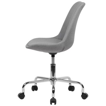 Amstyle Drehstuhl SPM1.423 (Schreibtischstuhl Hellgrau Stoff ohne Armlehnen), Schalenstuhl mit Rollen 110 kg, Arbeitsstuhl