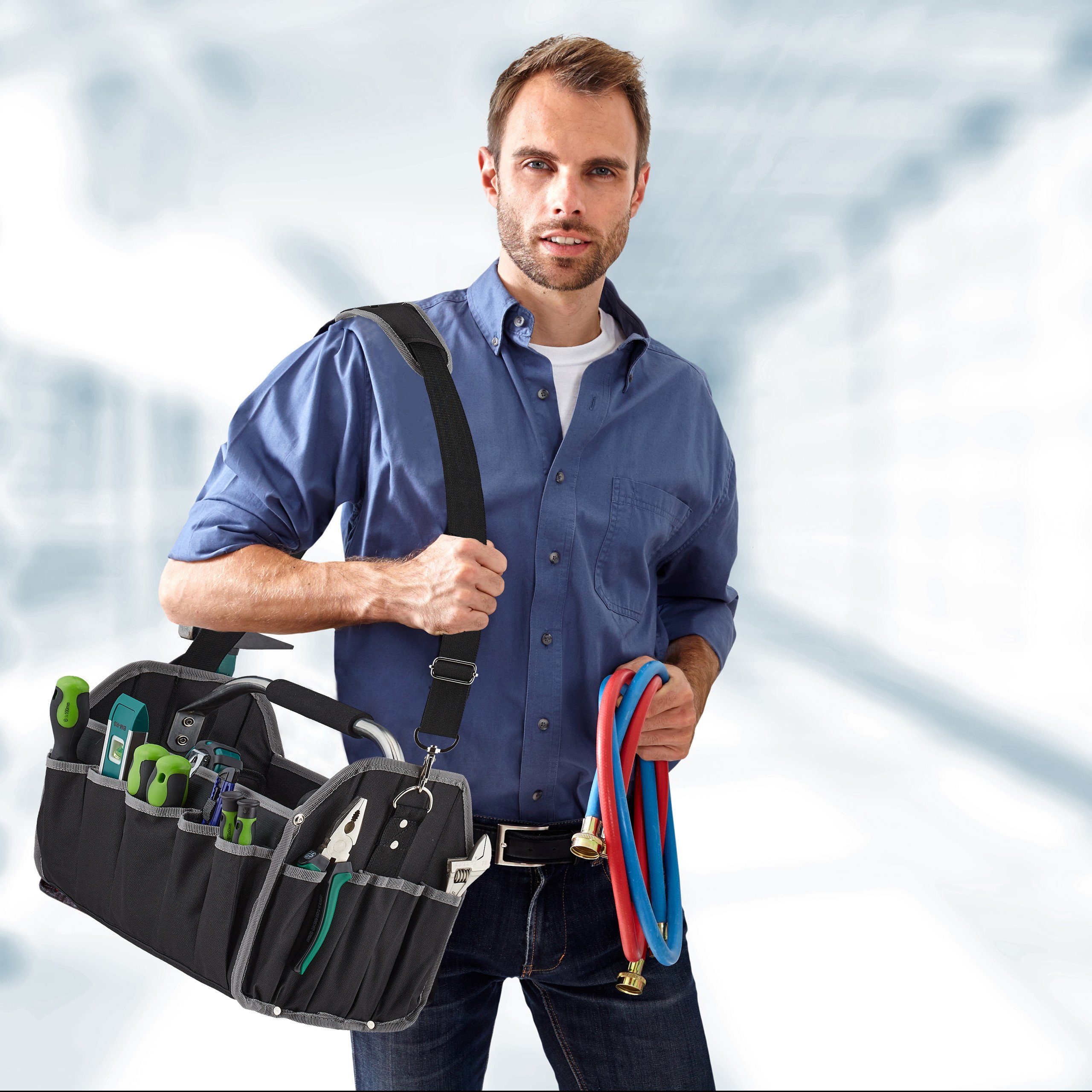 relaxdays Werkzeugtasche Werkzeugtasche (1-teilig, 1-tlg., Werkzeuge und Dekoartikel nicht enthalten, 1x Werkzeugtasche)