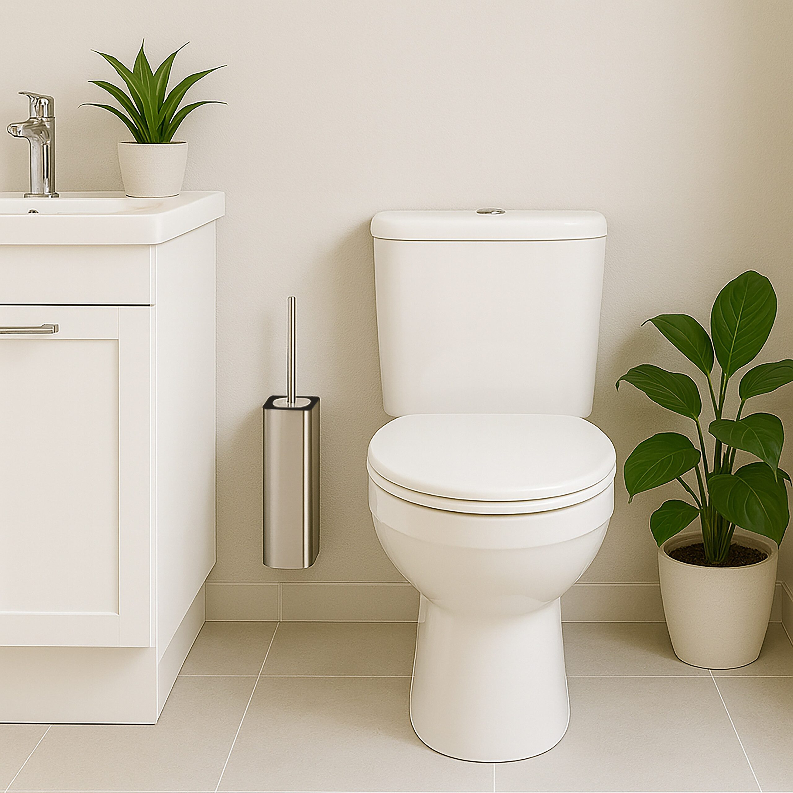 relaxdays WC-Garnitur Toilettenbürste zur Wandmontage, silber günstig online kaufen