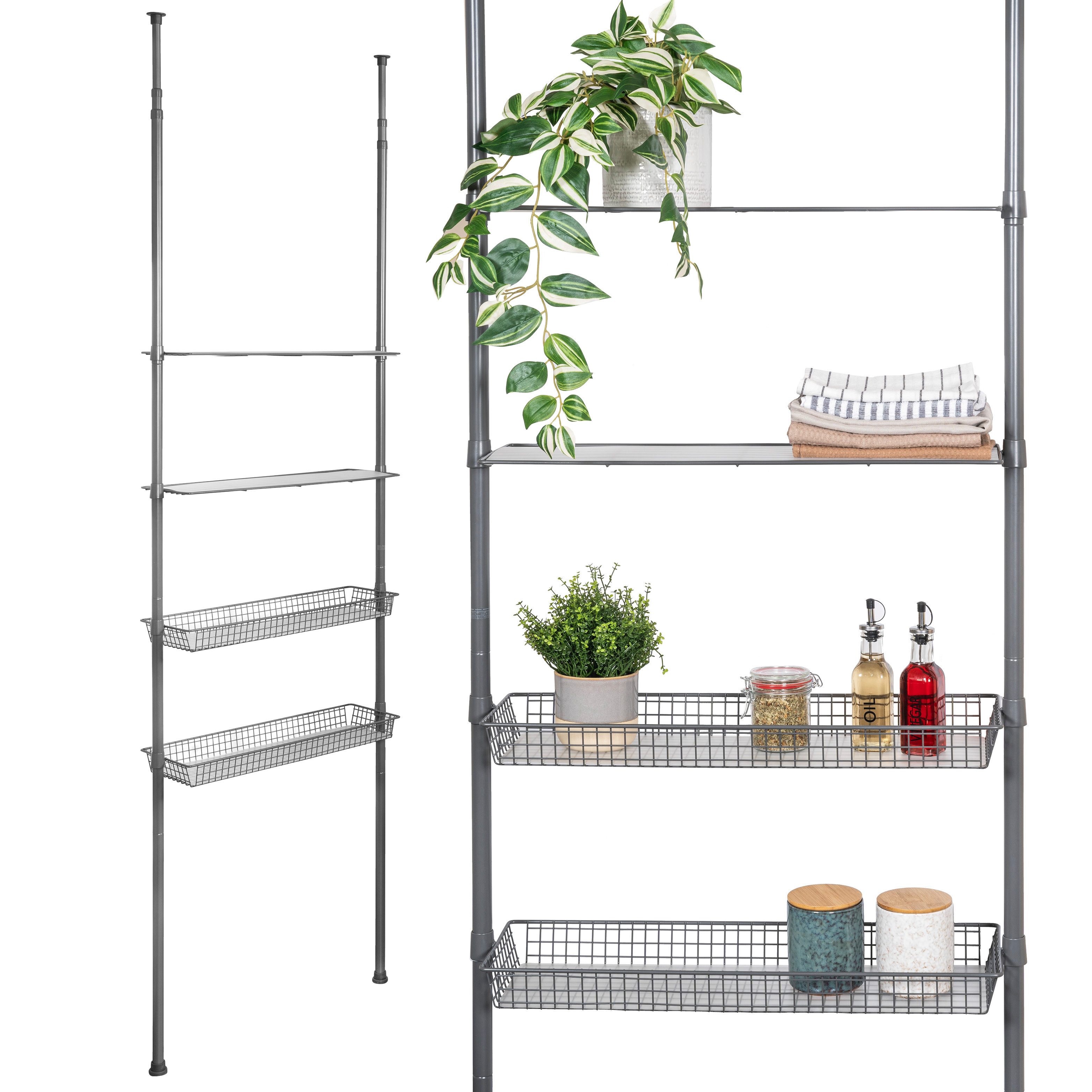 bremermann Teleskopregal 2 Körbe, 2 Ablagen, Teleskopstange bis max. ca. 29 günstig online kaufen