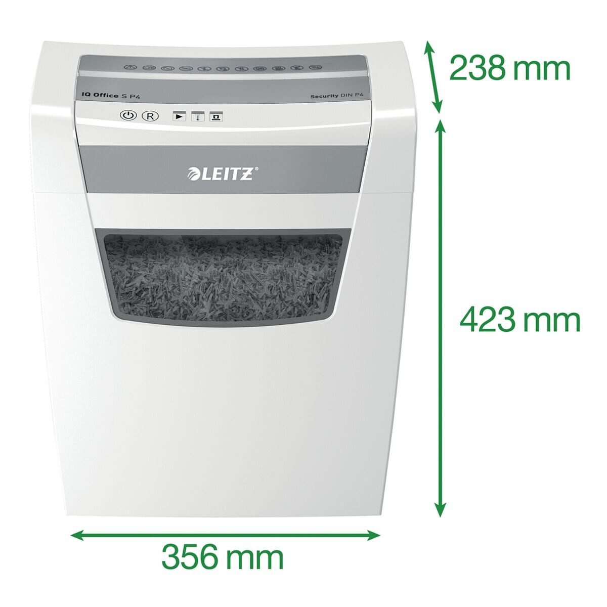 LEITZ Aktenvernichter Office S, Partikelschnitt 4x28 mm, bis 12 Blatt, 23 Liter