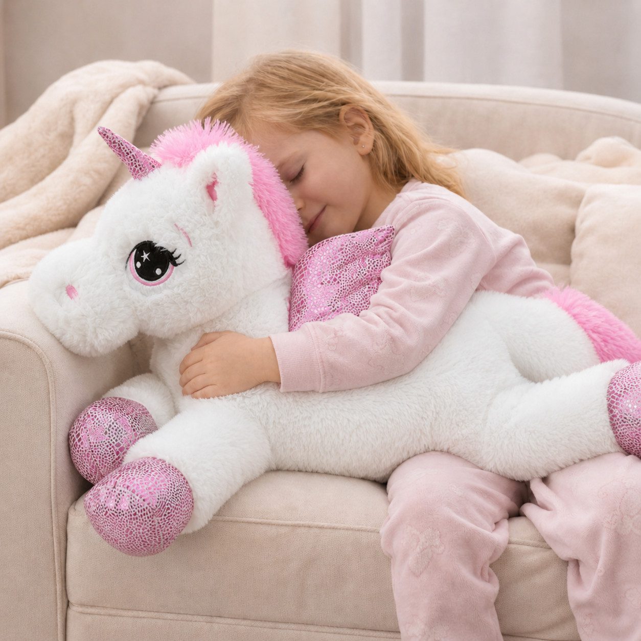 Sweety-Toys Kuscheltier Sweety Toys 8032 Einhorn Plüschtier Kuscheltier 65 cm weiss, Einhörner