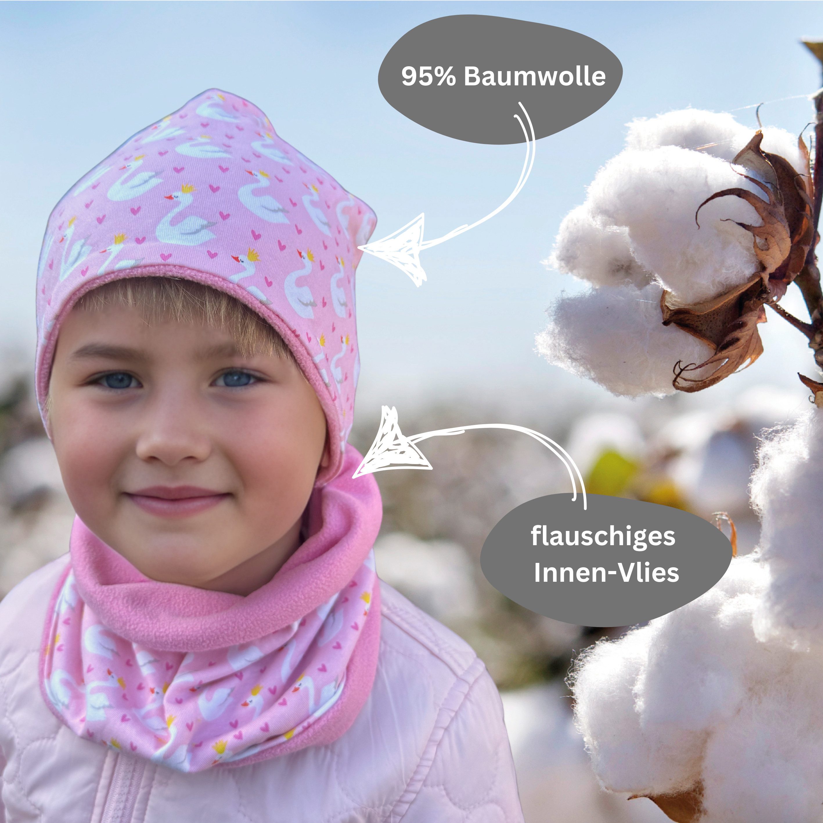 HECKBO Beanie HECKBO Kinder Mädchen Jungen Beanie Mütze & Loop-Schal Set – Bild 4 von 5