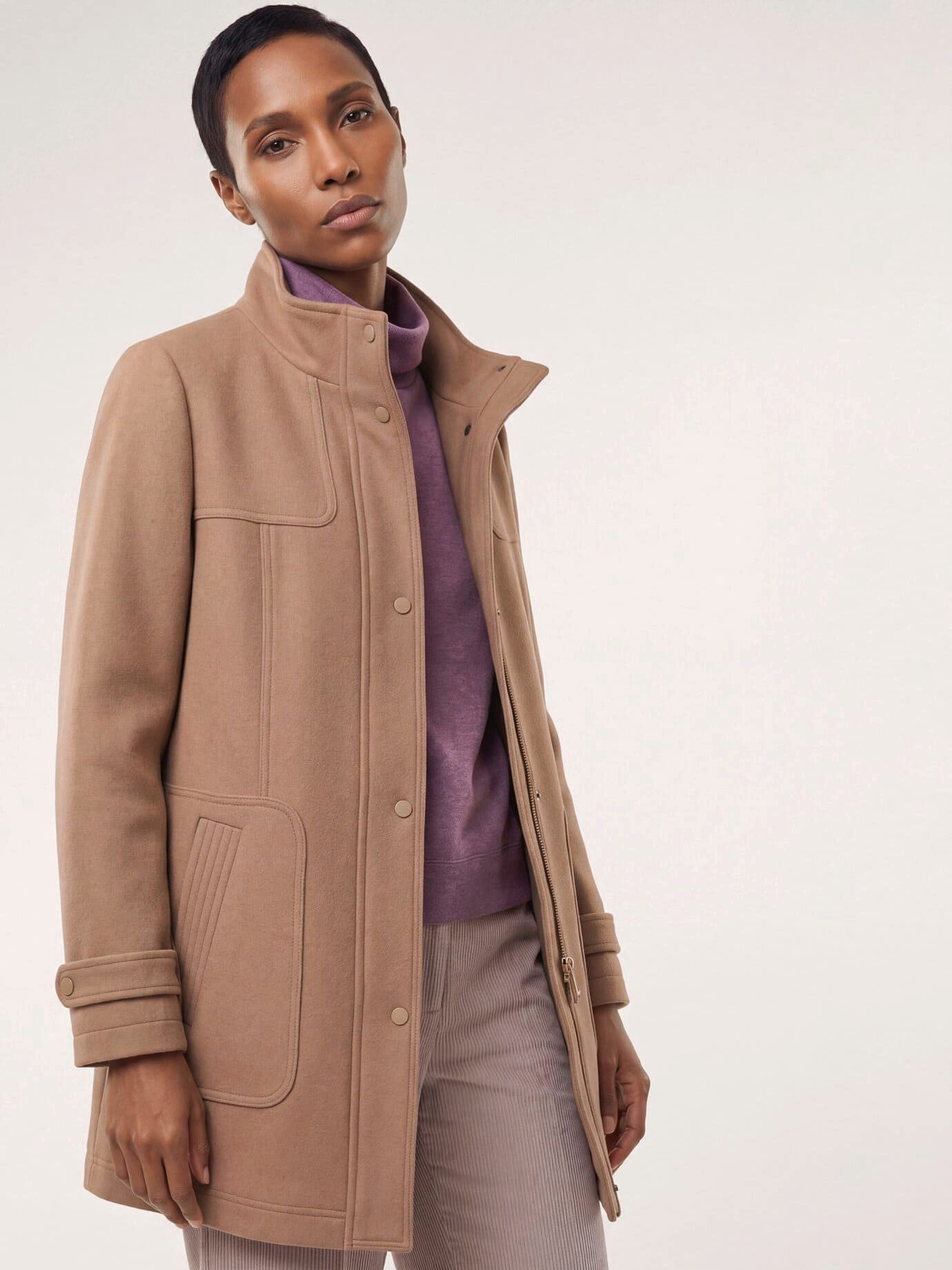 Walbusch Dufflecoat Damen Dufflecoat aus Wollmischung Stehkragen, sportlich, wärmend, Kurzgröße – Bild 3 von 4