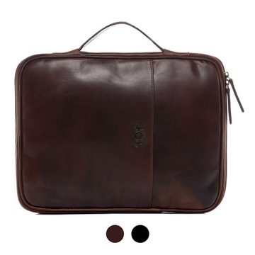 SID & VAIN Laptoptasche »JOSEY«, Laptop-Hülle 14 Zoll echt Leder Unisex, Aktentasche schwarz