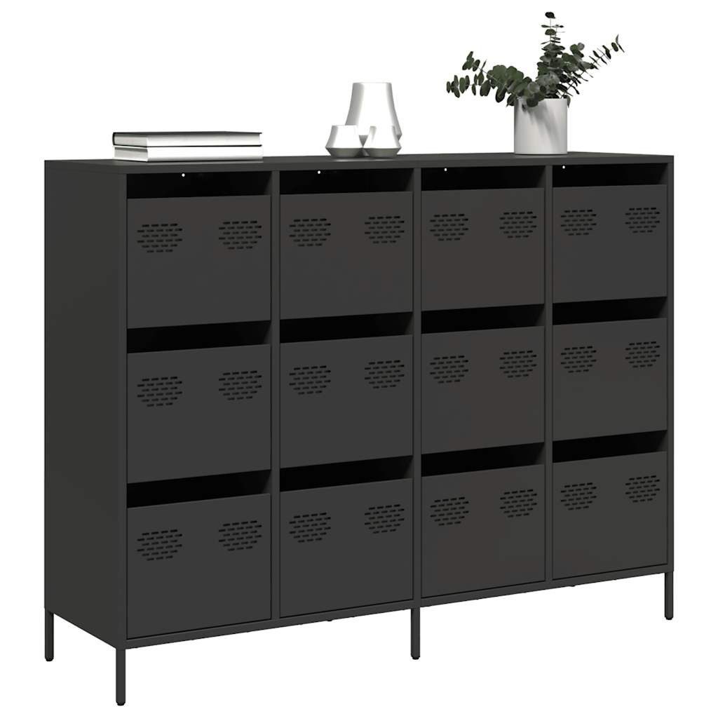 vidaXL Sideboard Sideboard Schwarz 135x39x103,5 cm Kaltgewalzter Stahl (1 St)