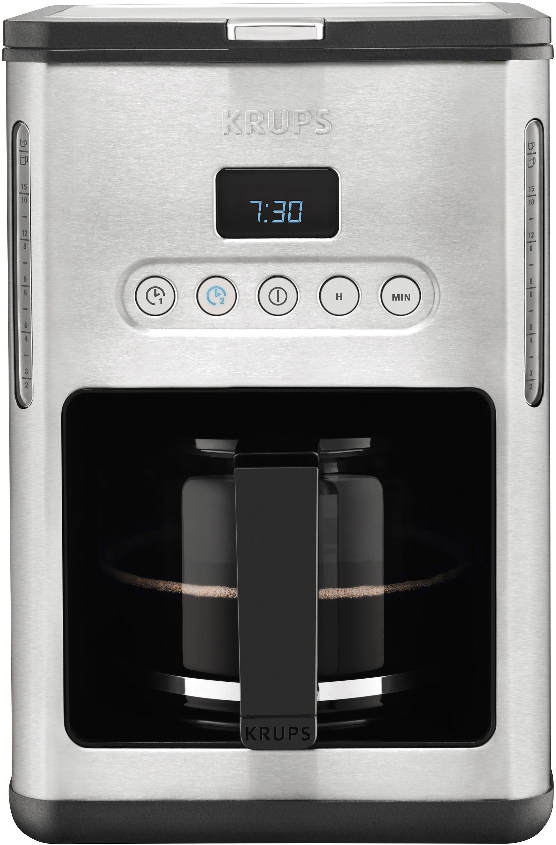 hochwertige KM442D, Keep Krups Warm-Funktion, 1,25l Kaffeekanne, Filter-Kaffeemaschine 1x4, Filterkaffeemaschine Programmierbare, Papierfilter mit